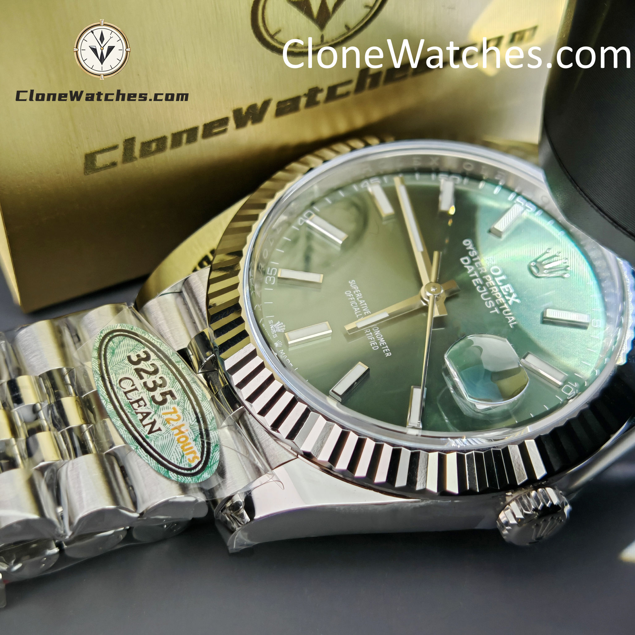 Rolex Super Clone Watches 1:1 DateJust Green Dial m126334-0028 Jubilee 41MM 3235 Movement
