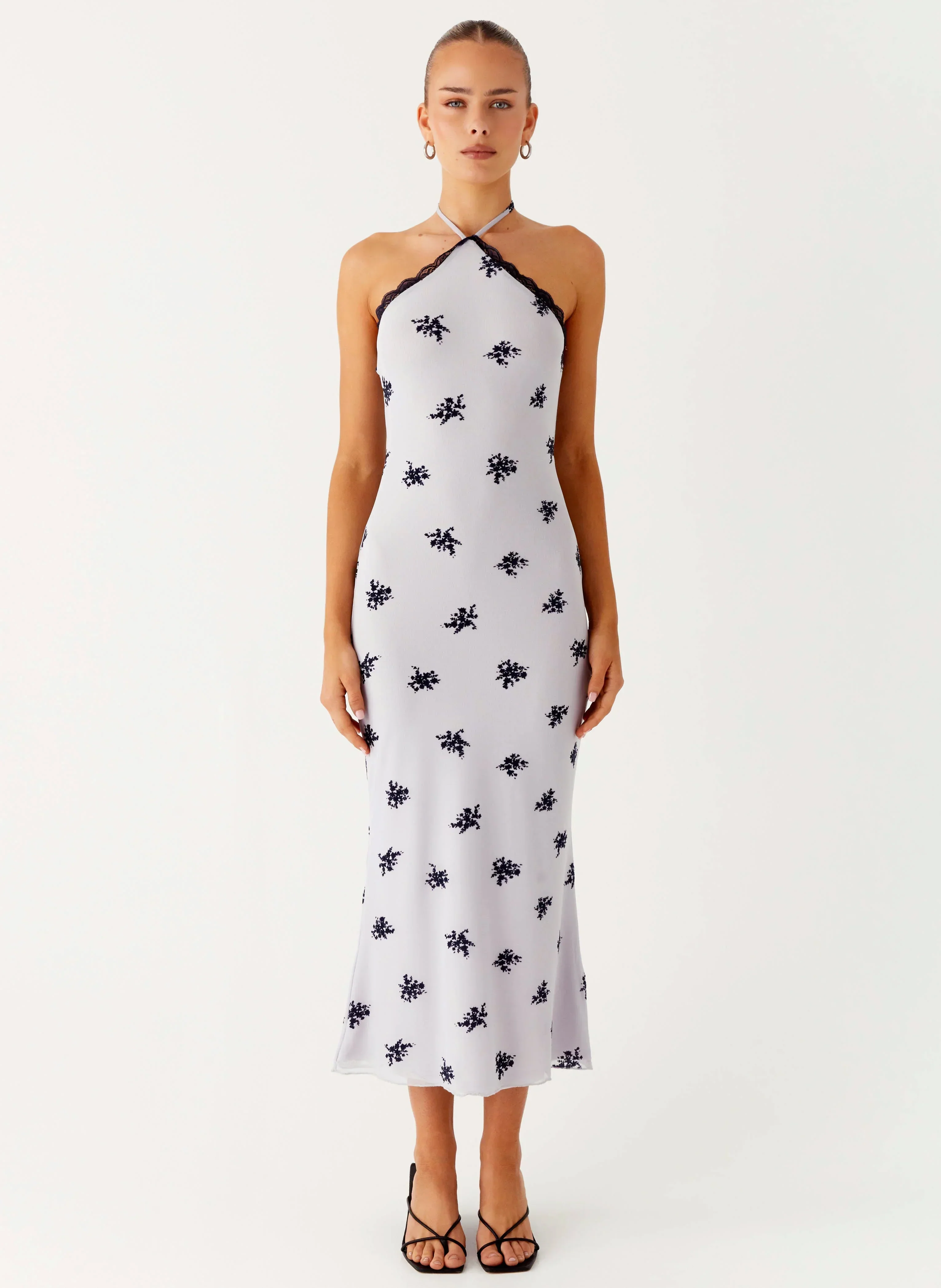 Nestel Flock Halter Midi Dress - Lilac