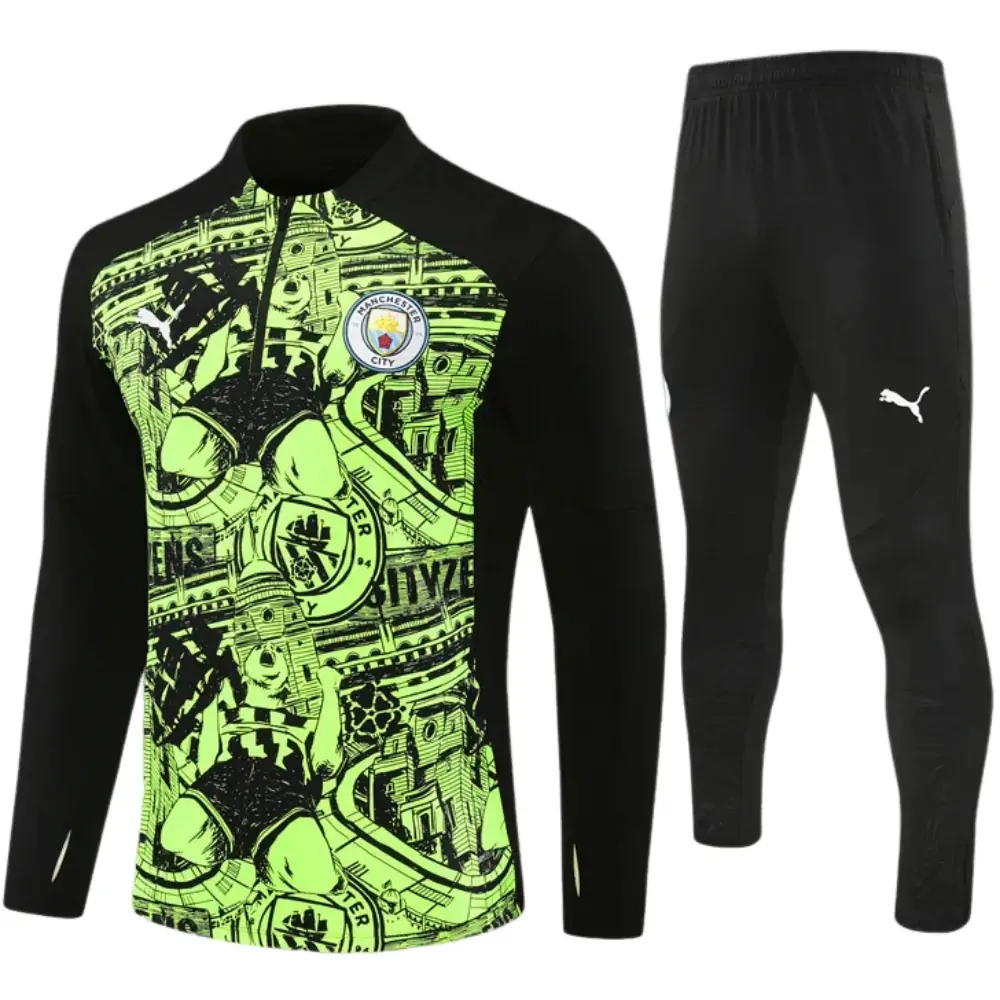 2024-25 New Season Manchester City Fluorescent Green [Camouflage] Children's Training Suit