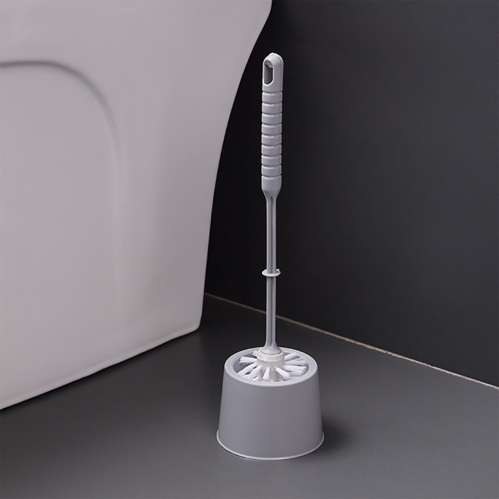 Space-Saving Toilet Brush Set - Ergonomic Handle with Self-Draining Base (Mold-Resistant Design - Compact for RVs/Apartments/Bathrooms)