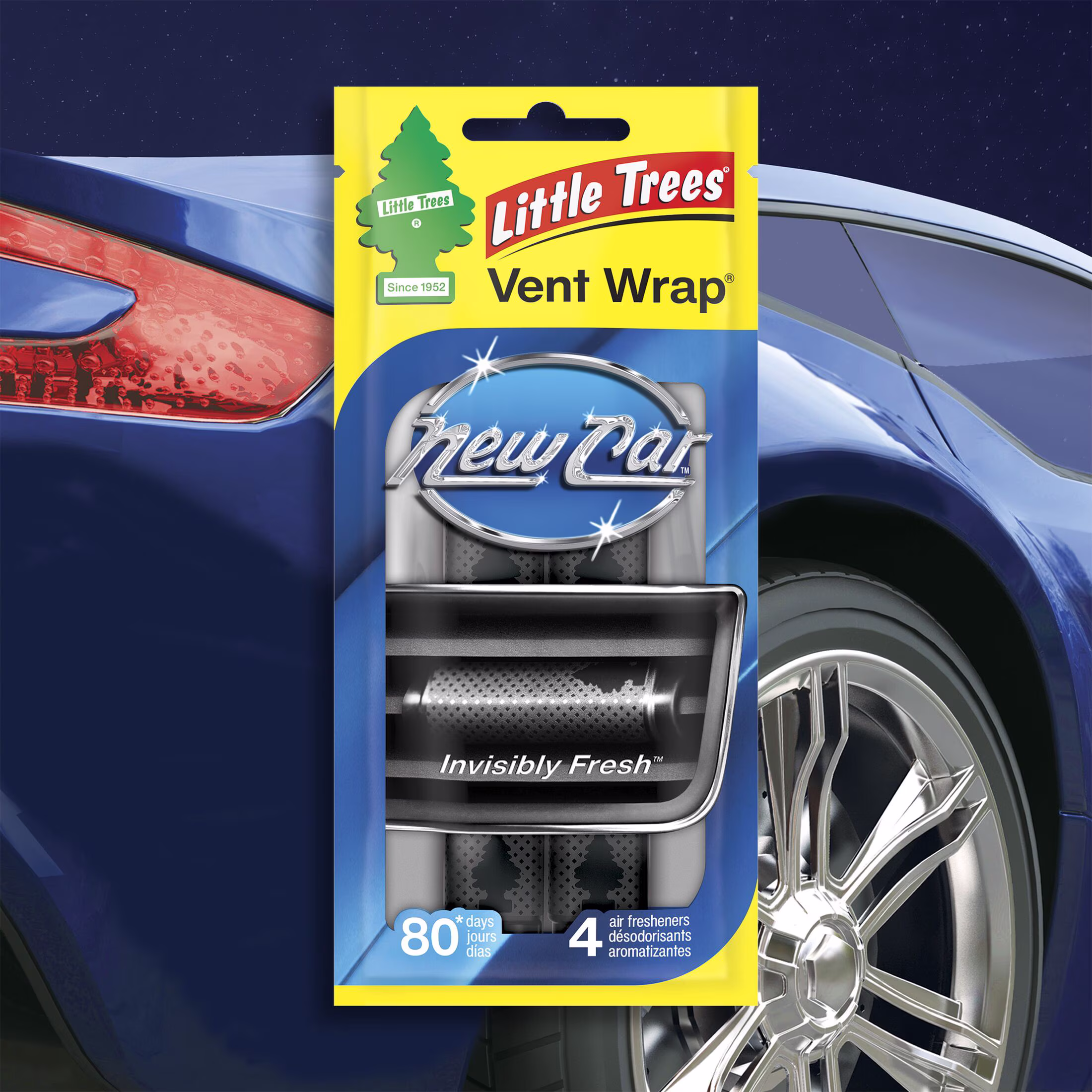 (3 pack) Little Trees Air Freshener Vent Wrap New Car Scent Fragrance 4-Pack