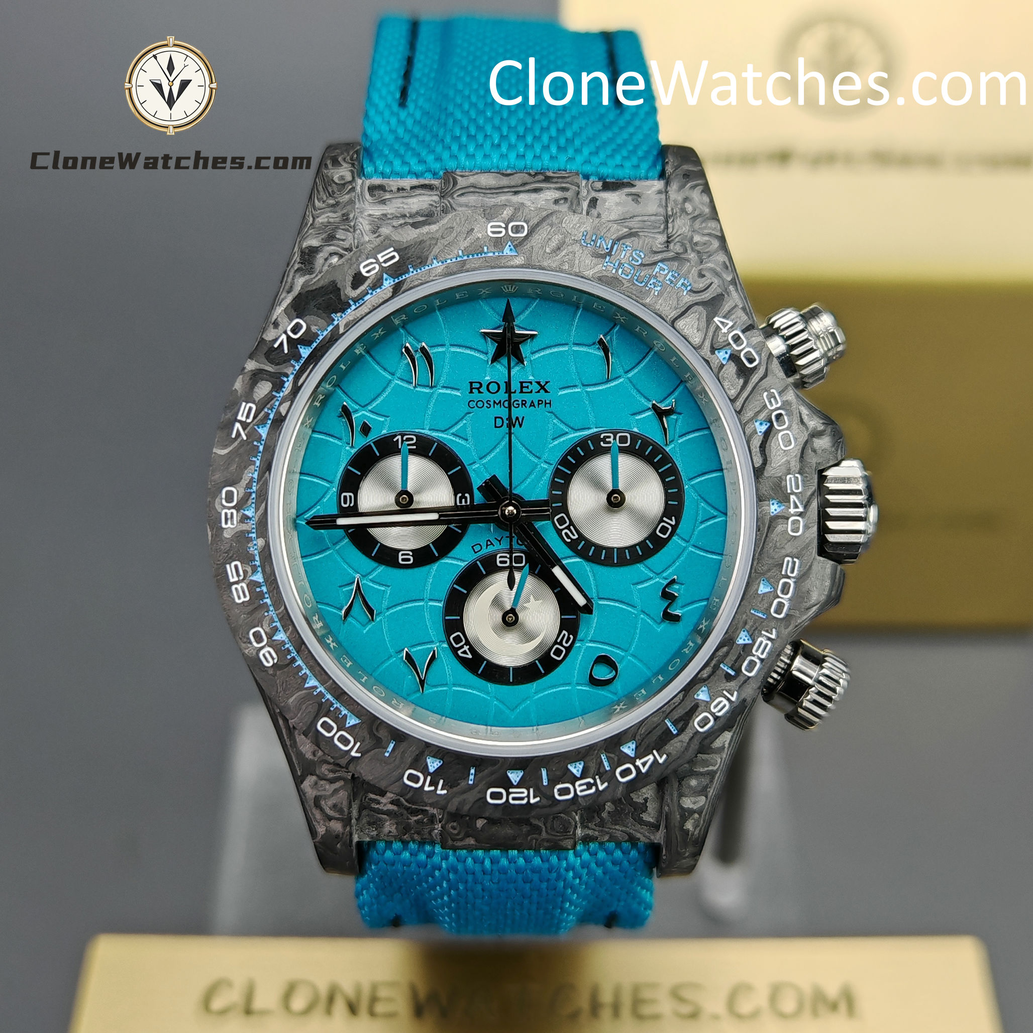 Modified Super Clone Watches 1:1 DIW Rolex Daytona Blue Dial 4130 Movement Blue Strap