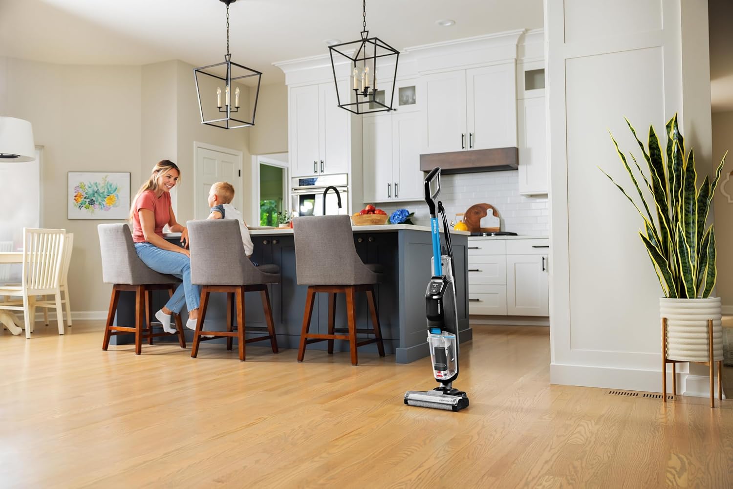 Aspirateur balai laveur filaire aspire et lave sols durs