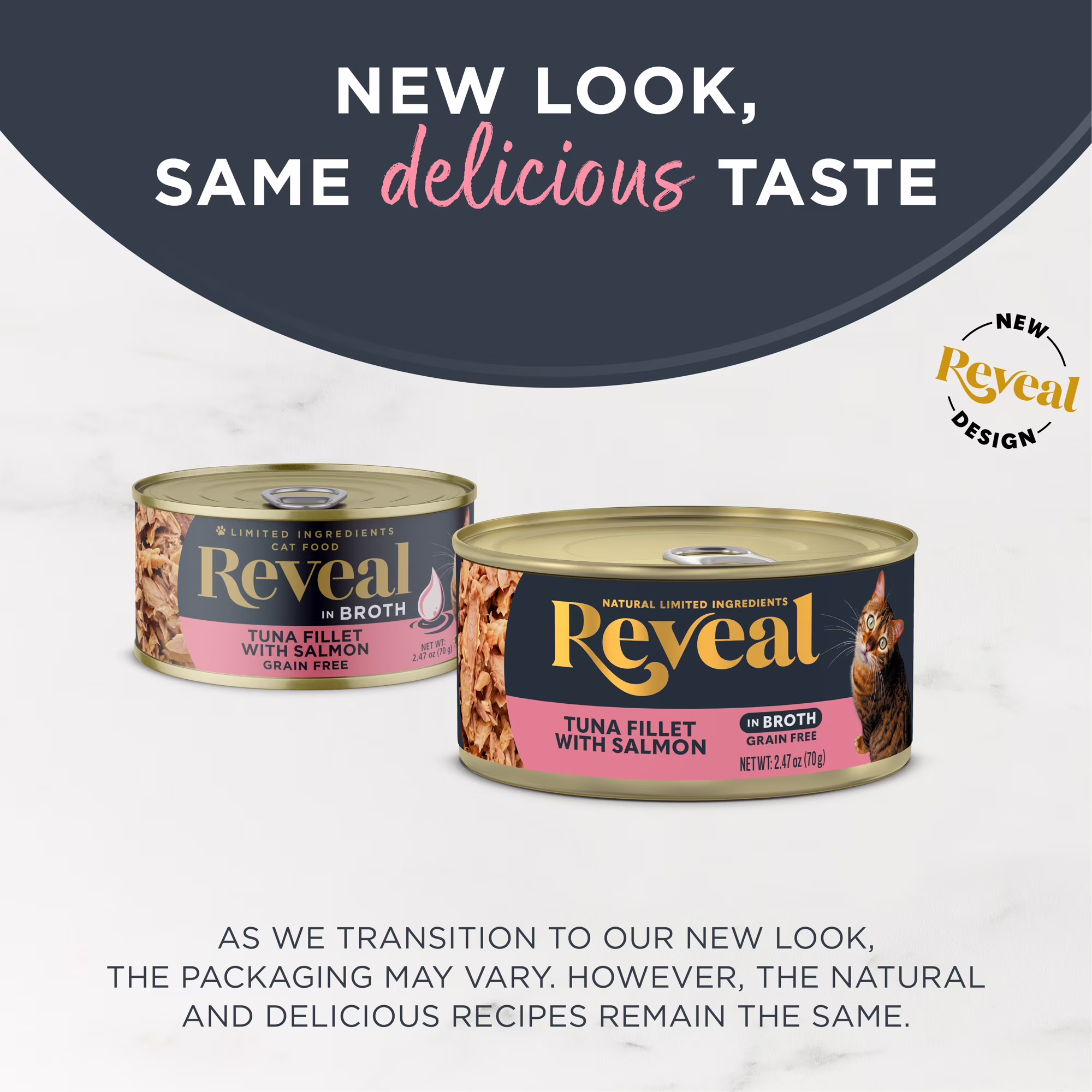 (2 pack) Reveal Natural Wet Cat Food, Tuna Fillet with Salmon in Broth, 2.47 oz Can