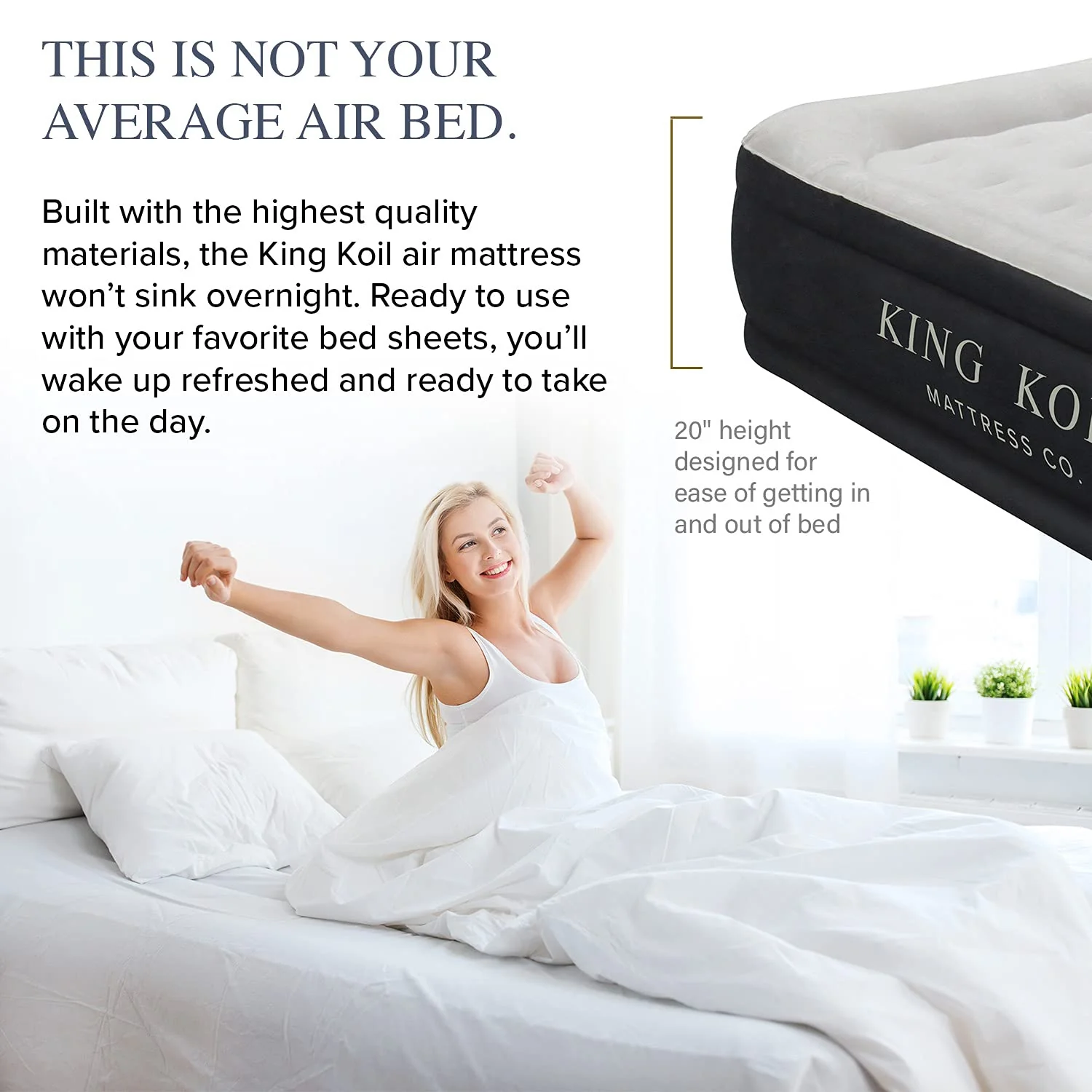 King Koil Pillow Top Plush Queen Air Mattress With Pump