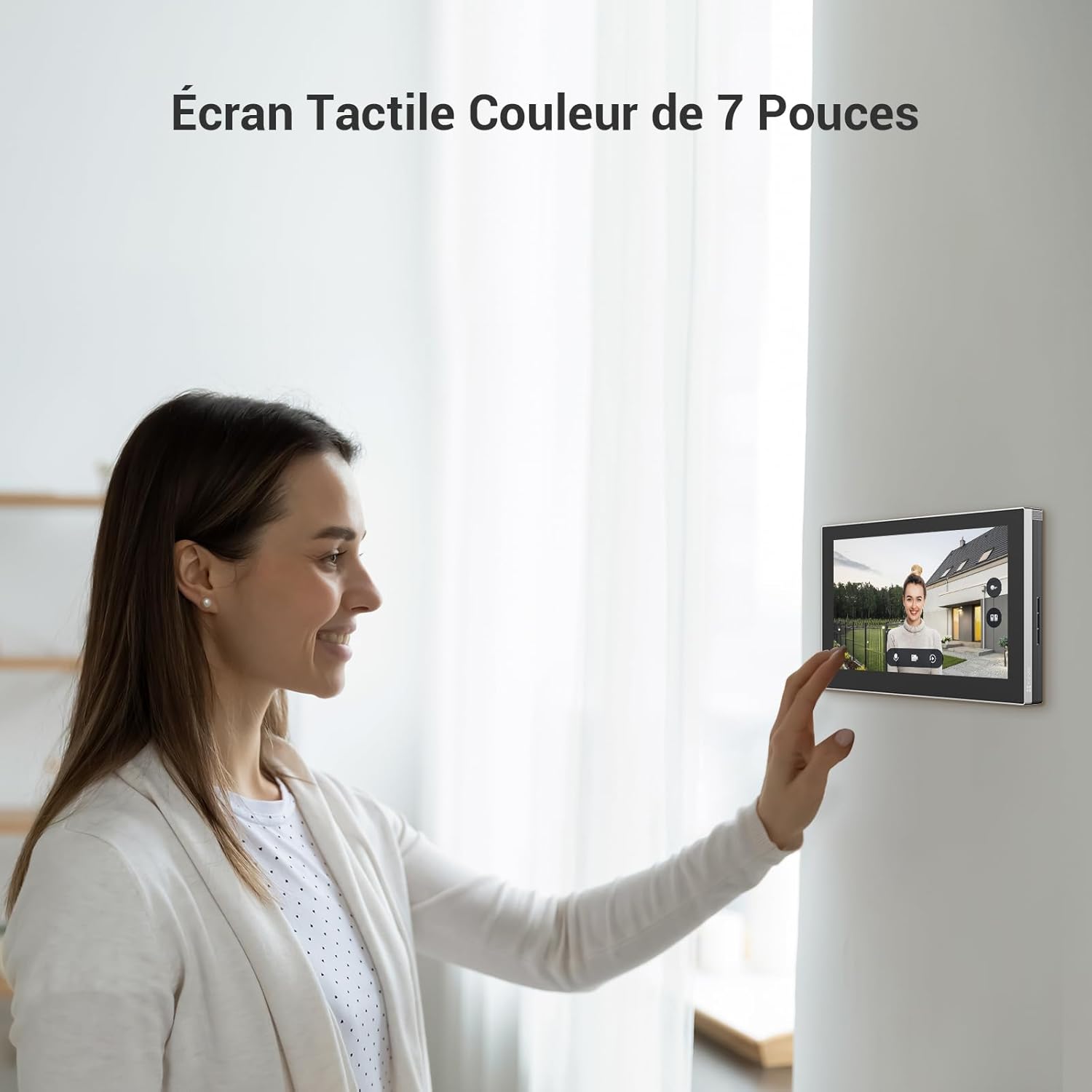 Talkie walkie vidéo 2K écran 7 pouces détection présence vision nocturne étanche WiFi