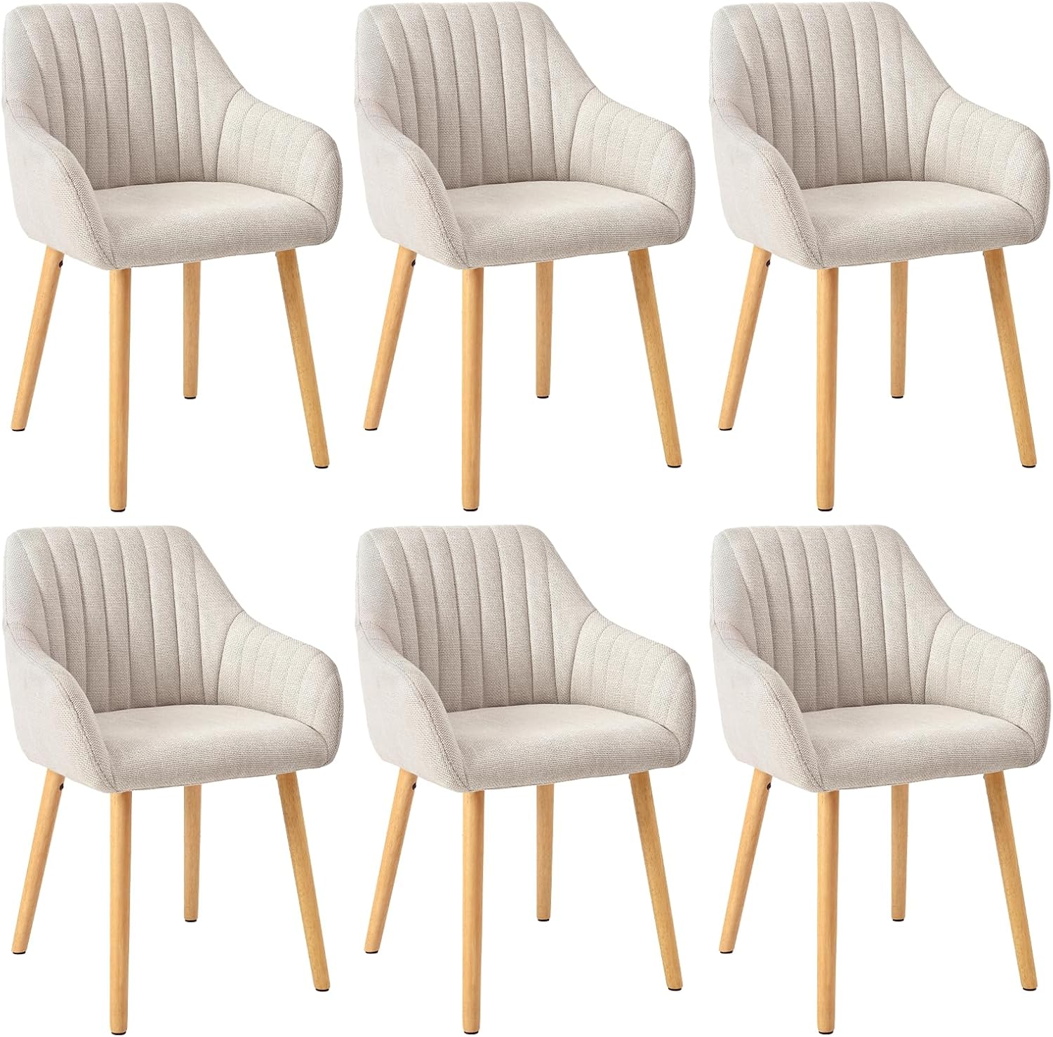 Chaises salle à manger lot de 6 avec accoudoirs rembourrées pieds bois
