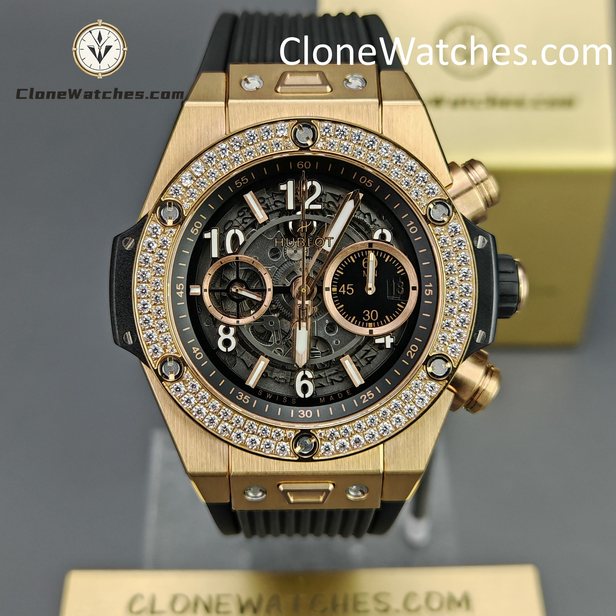 Hublot Super Clone Watches 1:1 Big Bang Unico King Gold Diamonds 42 mm 441.OX.1181.RX.1104