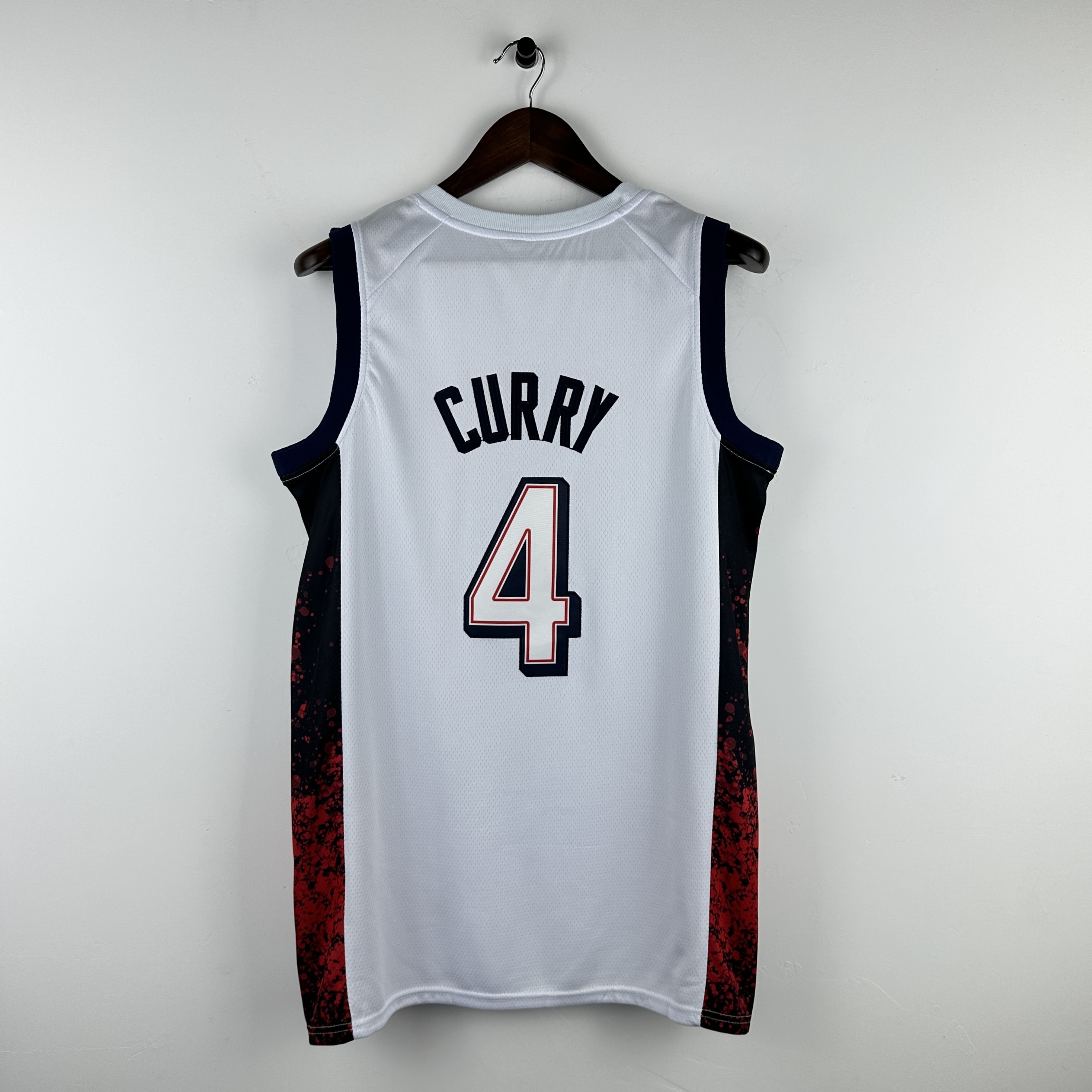 Embroidered 24th season USA team white No. 4 Curry