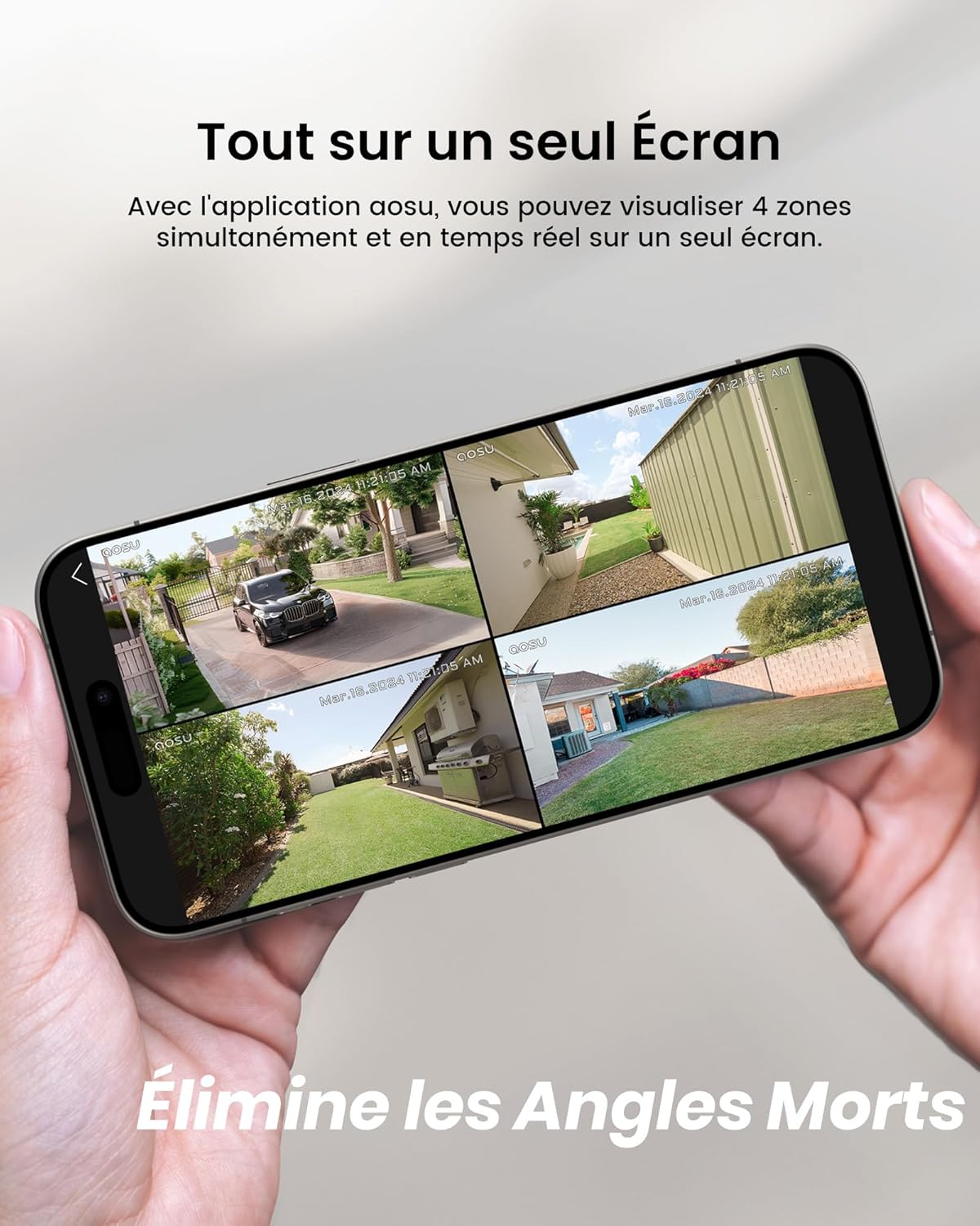 Caméras surveillance 2K kit 4 caméras sans fil autonomie 240 jours détection IA suivi inter caméras