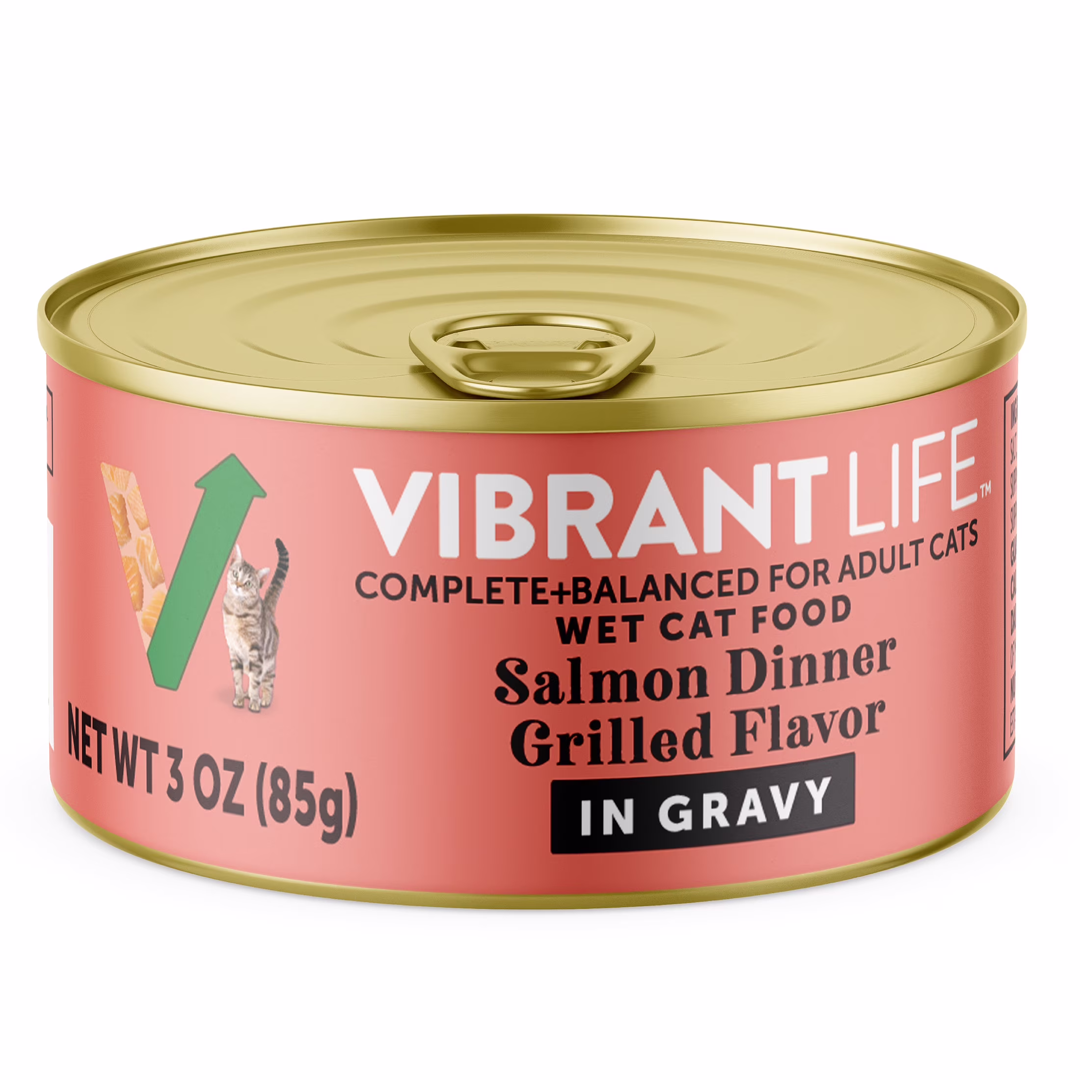 Vibrant Life Salmon Dinner Grilled Flavor in Gravy Wet Cat Food, 3 oz Can
