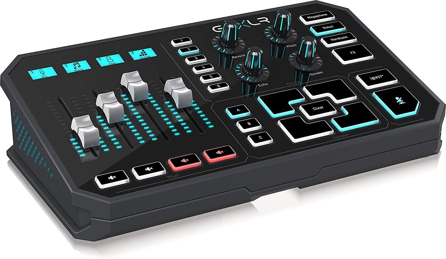 Plateforme diffusion USB Goxlr mélangeur 4 canaux faders motorisés effets vocaux compatible PC