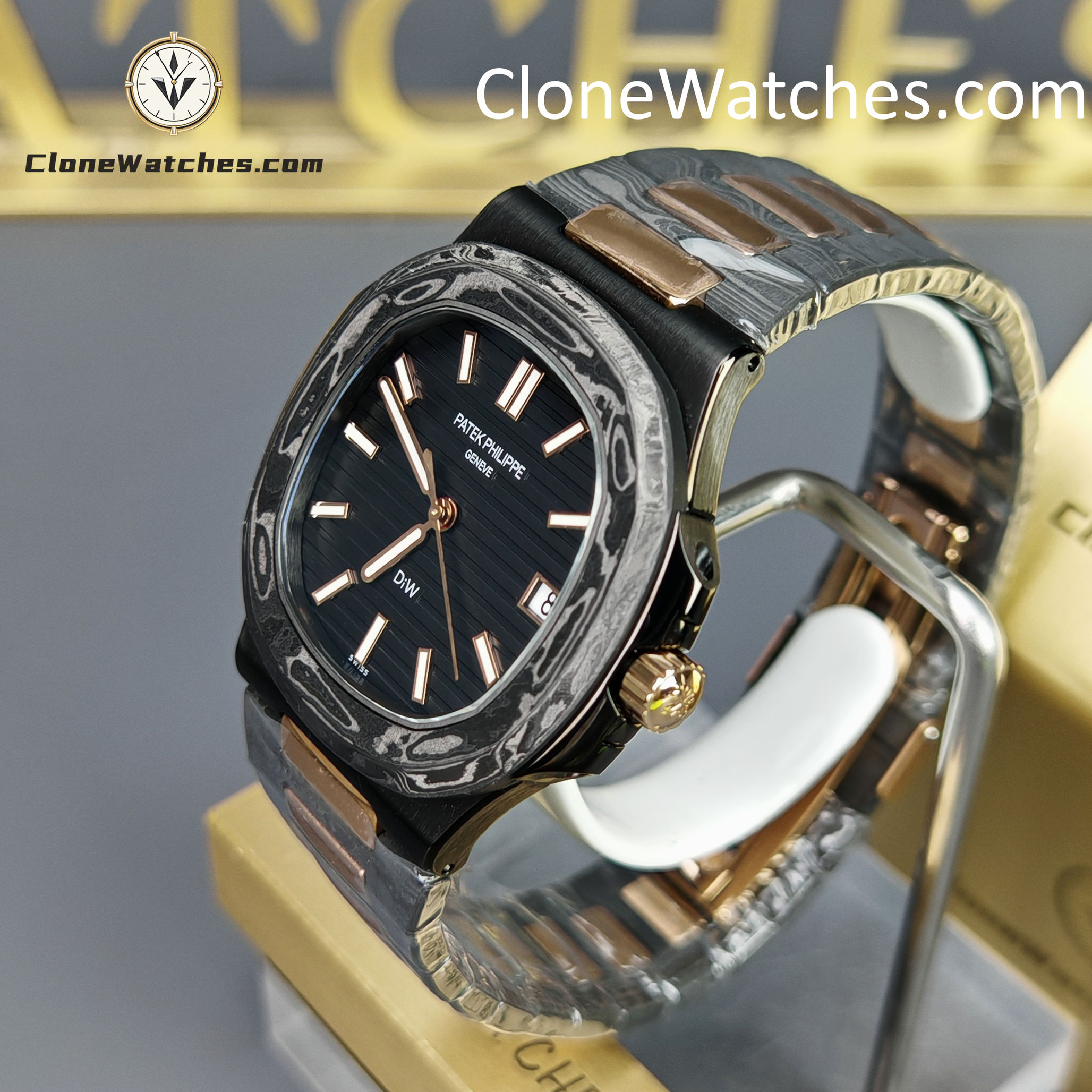 Modified Super Clone Watches 1:1 DiW Patek Philippe Nautilus 5711/1A “ROSE GOLD BLACK GRAIL”