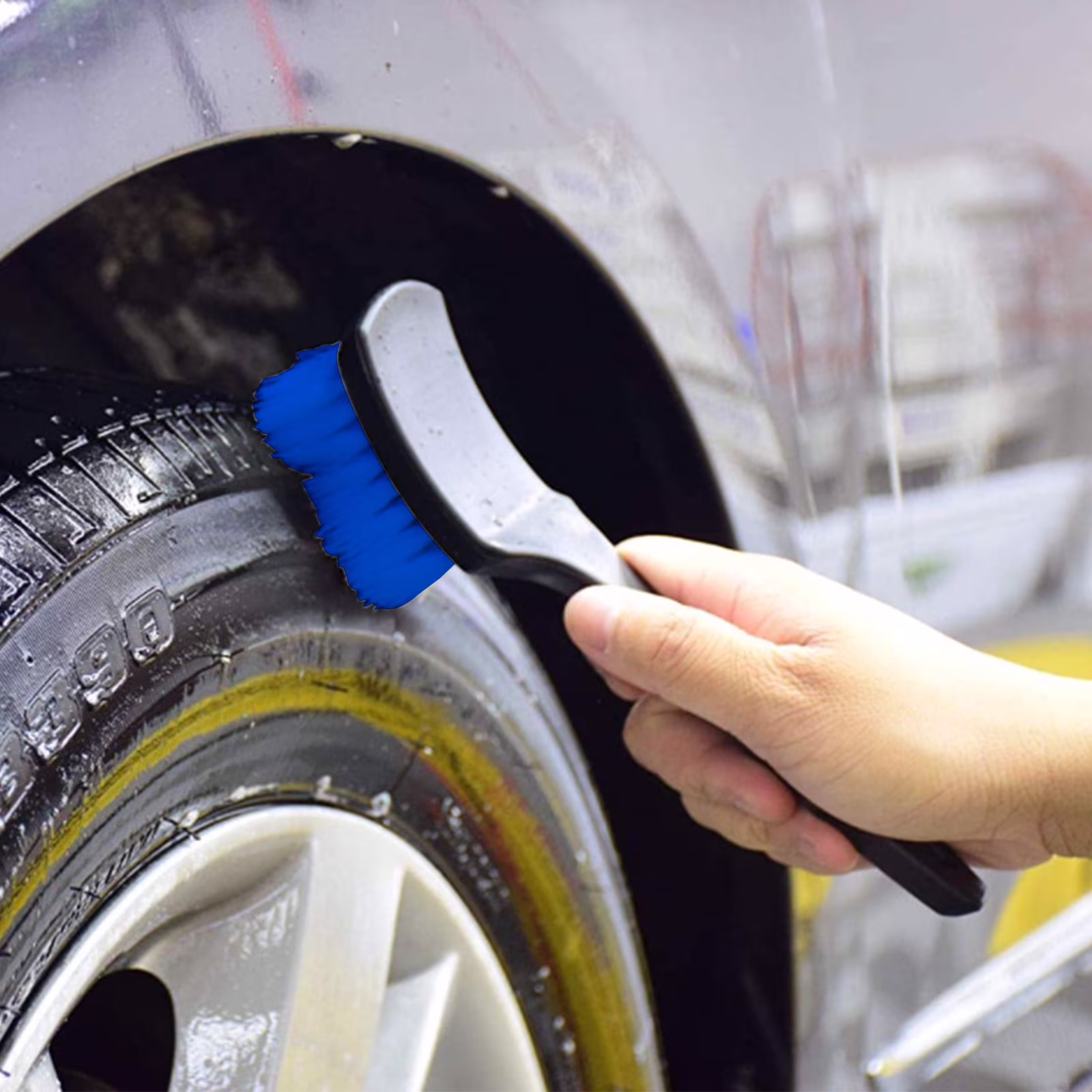 Car Accessories Surpdew Multifunctional Tire Cleaning Brush With Hard Bristles,Ideal For Wheel Hub, Steel Rim & Fabric Blue Free Size