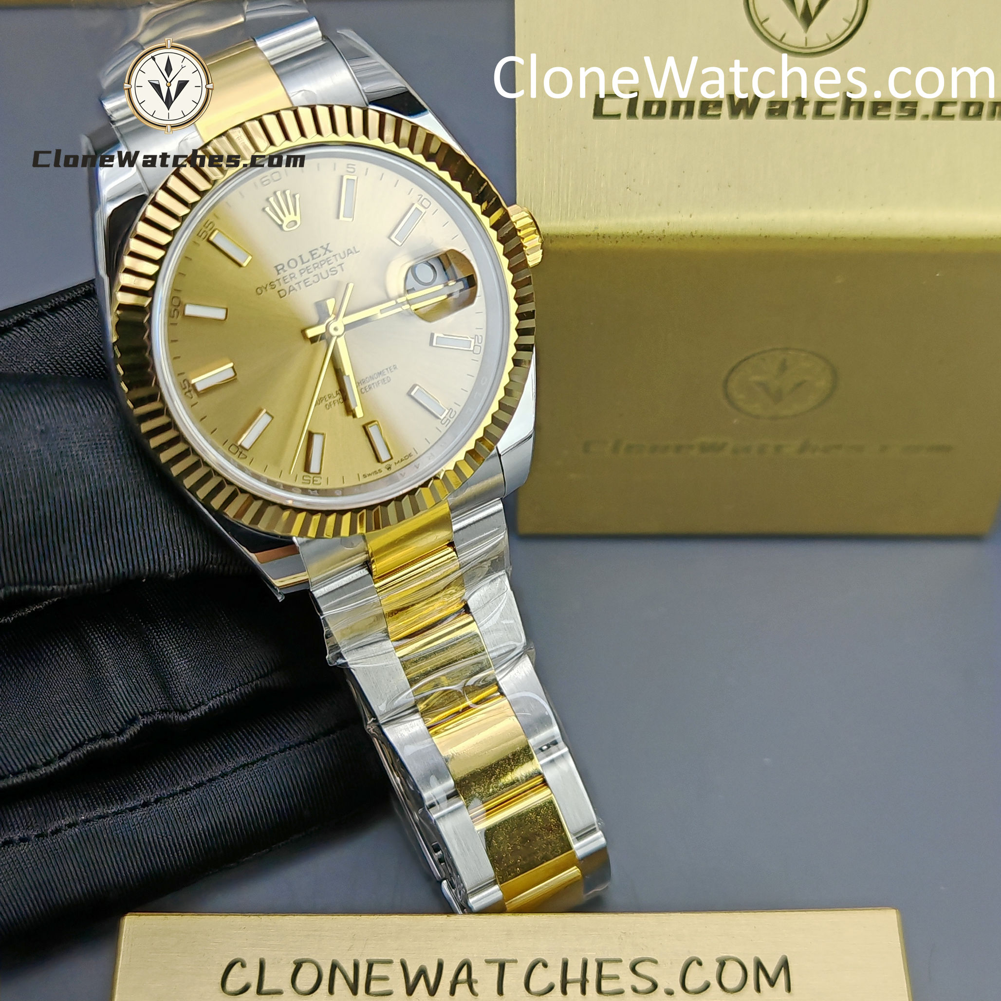 Rolex Super Clone Watches 1:1 DateJust Gold Dial m126333-0009 Oyster 41MM 3235 Movement