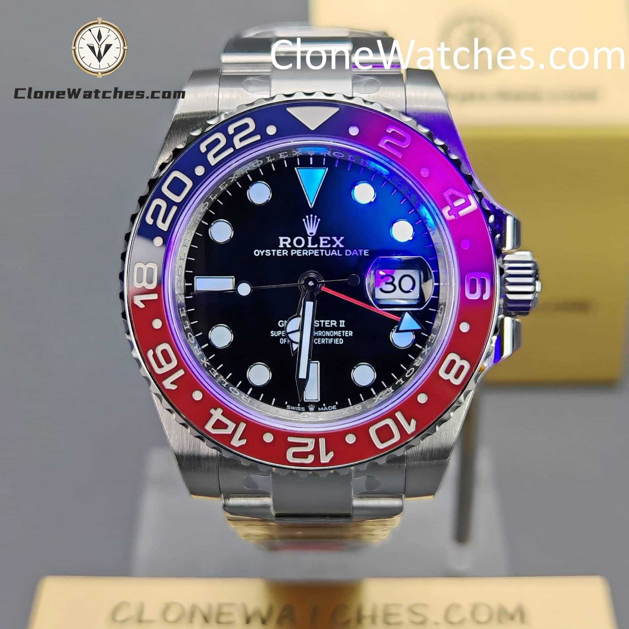 Rolex Super Clone Watches 1:1 Pepsi GMT Master II M126710blro Oyster 3285 Movement