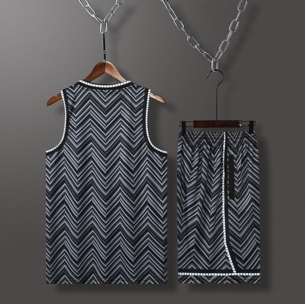 Nets basketball uniform gray stripe suit（Customizable name and number）