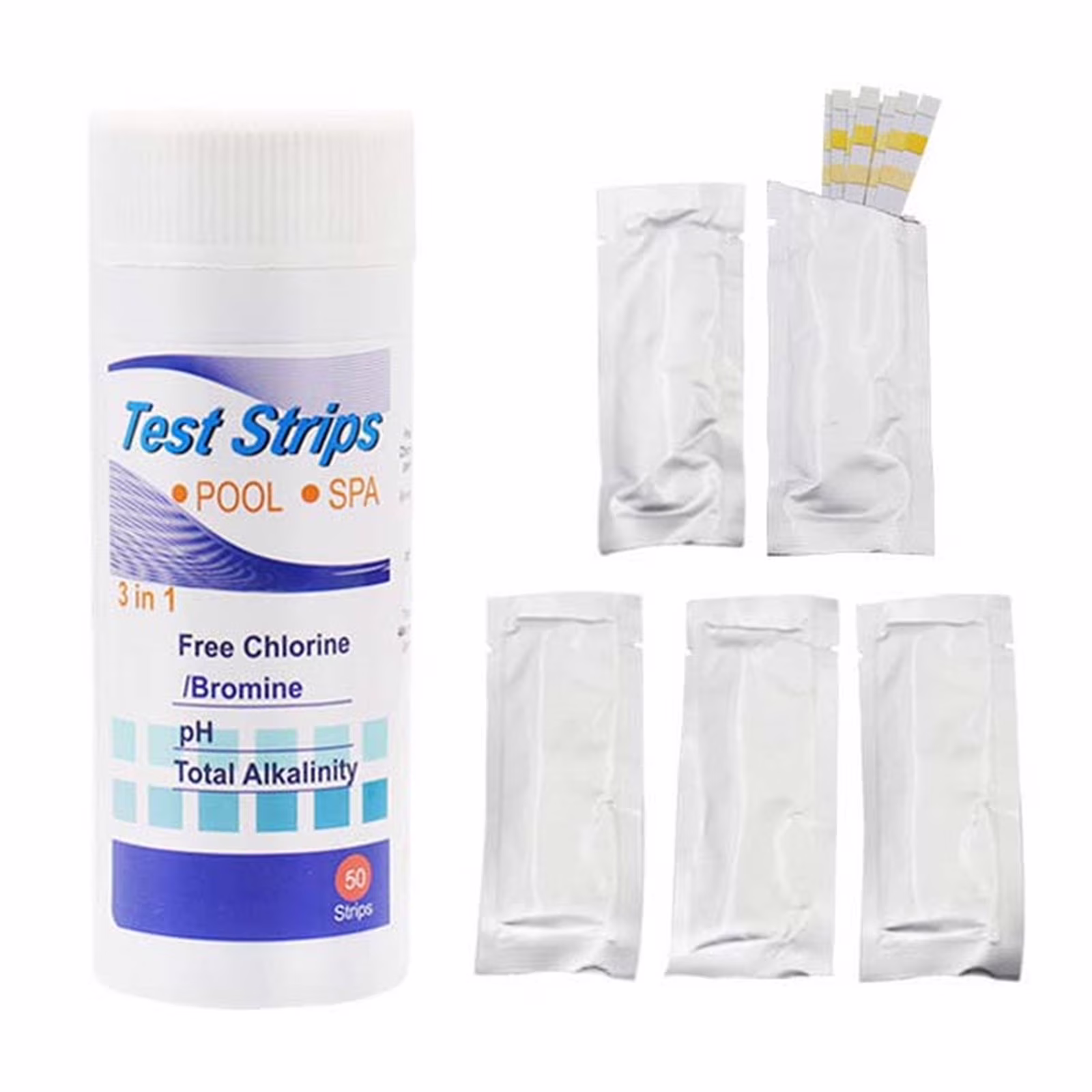 Outdoor Savings Project Clearance! Kyusrd 3 In 1 Pool And Spa Test Strips Kit 50 Accurate Test Strips For Spa, Swimming Pool And Hot Tubs