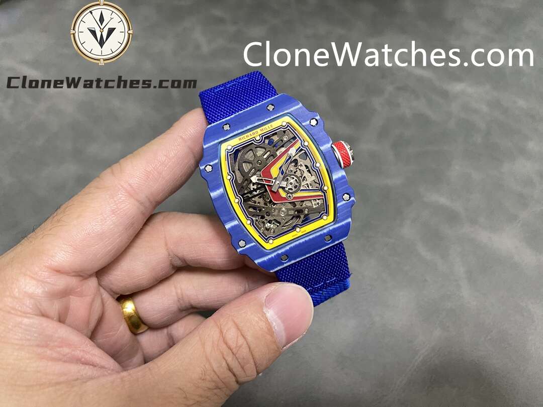 Richard Mille Super Clone Watches 1:1 RM 67 – 02 Blue Carbon Tourbillon Blue Strap