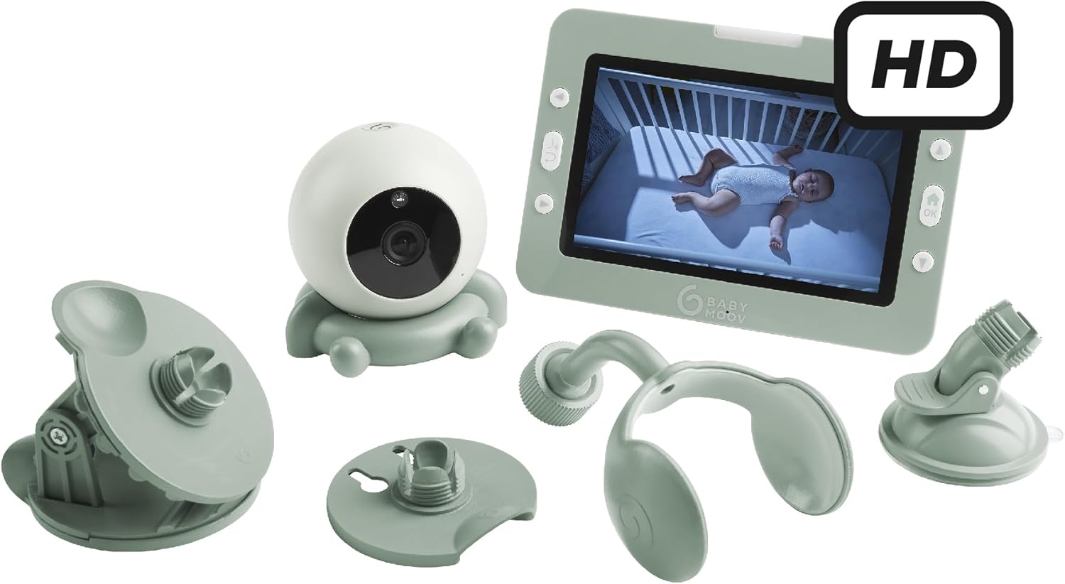 Babyphone caméra écran 5 pouces HD autonomie 8 h avec supports
