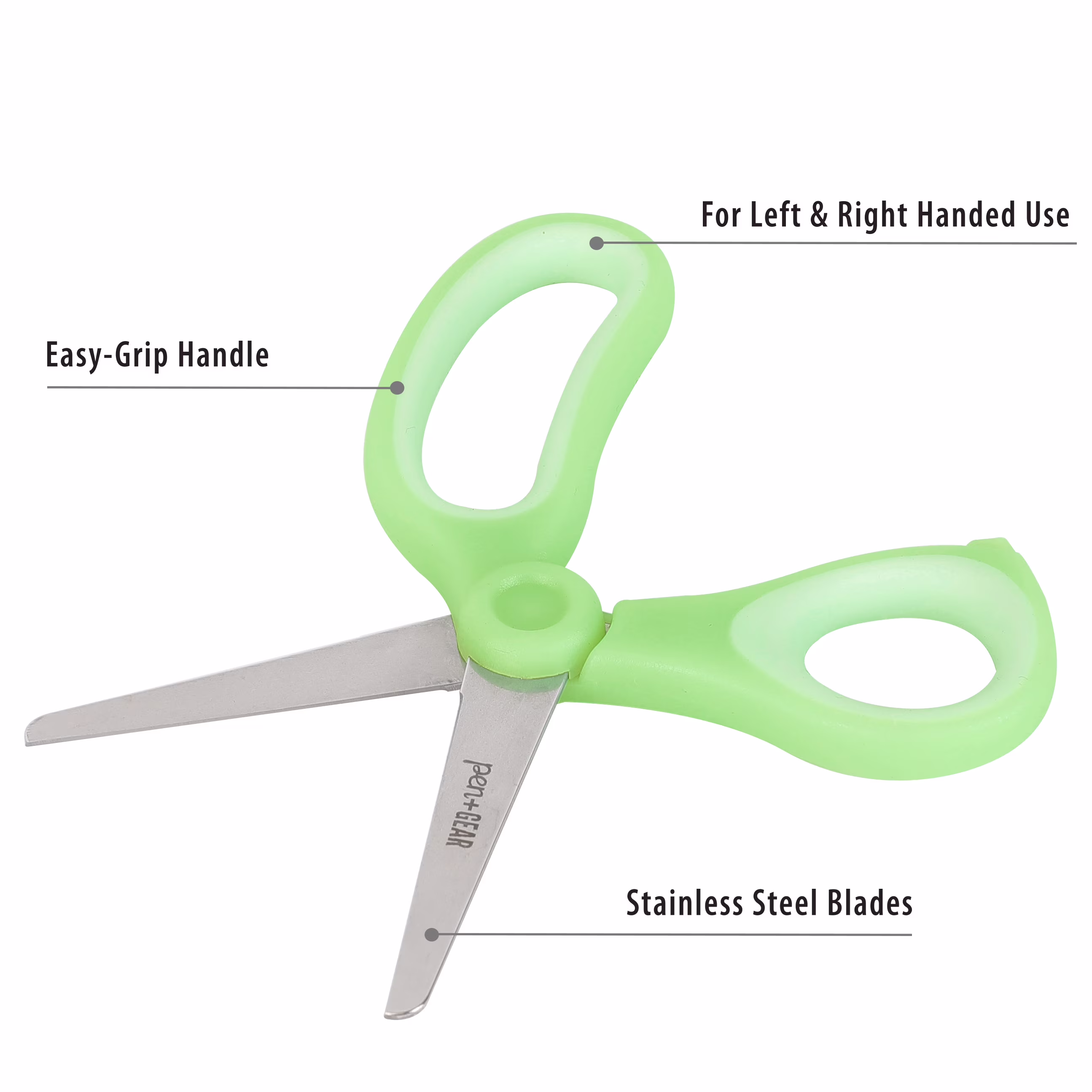 Pen+Gear 5-inch Blunt-Tip Kids Scissors, 2-Pack, Scissors for Kids, Blue & Green, Ages 4+