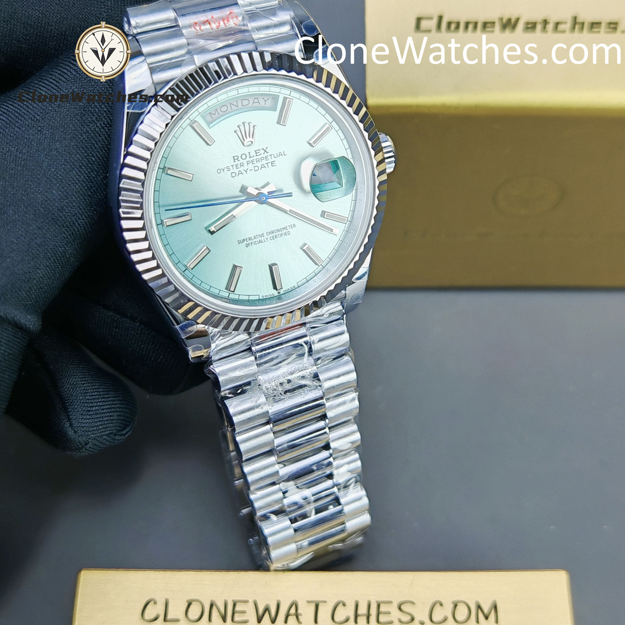 Rolex Super Clone Watches 1:1 Day Date Ice Blue Dial 40mm M228236-0018 3255 Movement