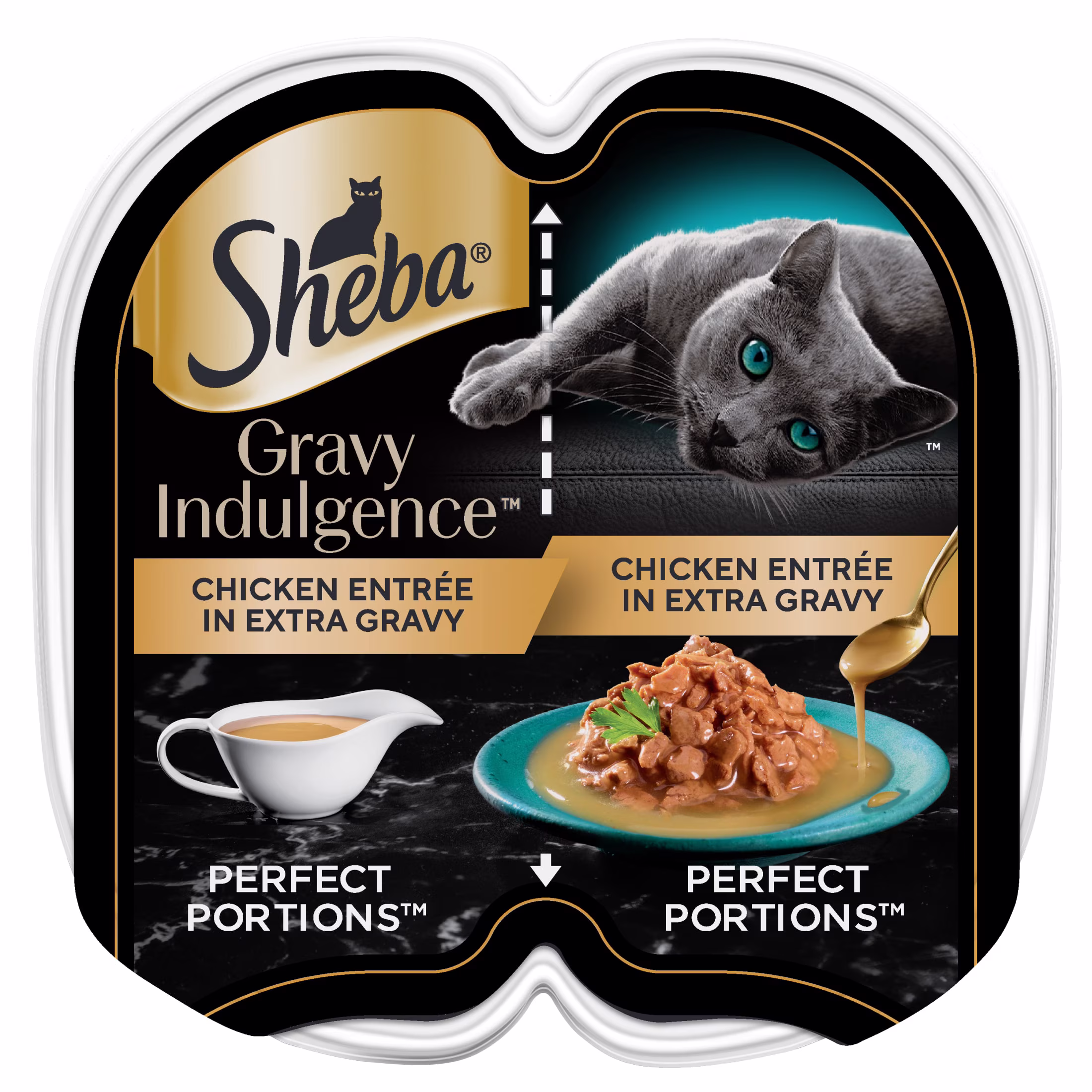 Sheba Gravy Indulgence Chicken Entree in Extra Gravy Cat Food, 2.6 oz Twin-Pack Tray