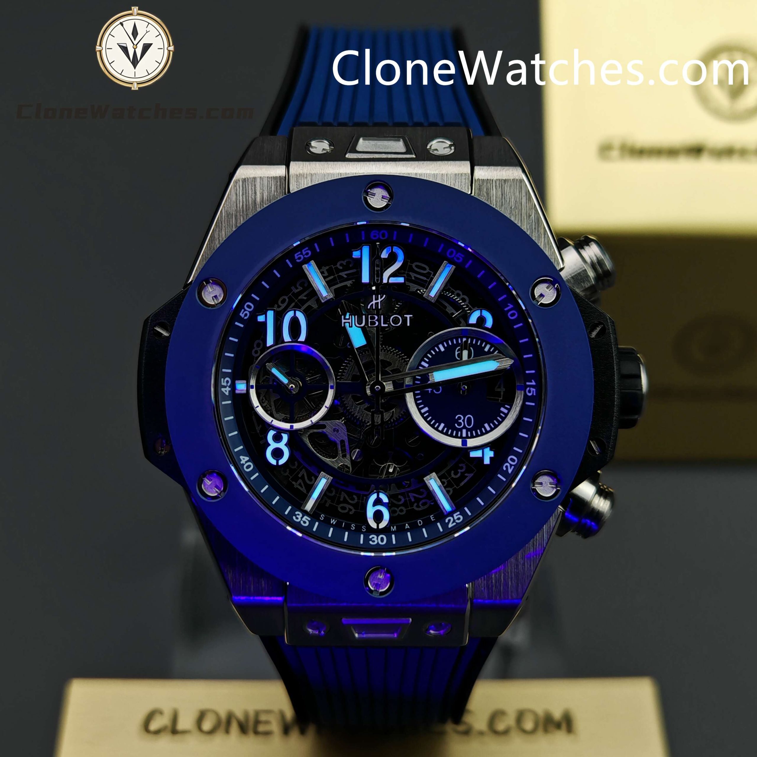 Hublot Super Clone Watches 1:1 Big Bang Unico Titanium Blue Ceramic 42mm 441.NL.5171.RX