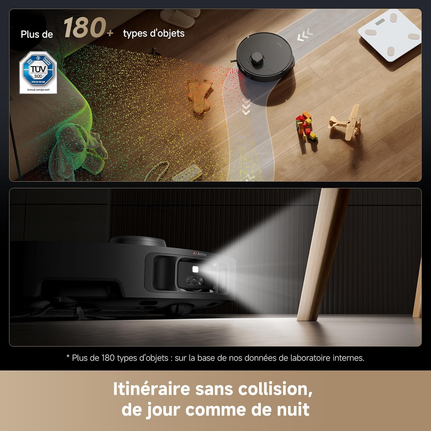 Robot aspirateur L40s Pro Ultra 19000Pa brosse double franchit 4 cm serpillière eau chaude 75°C