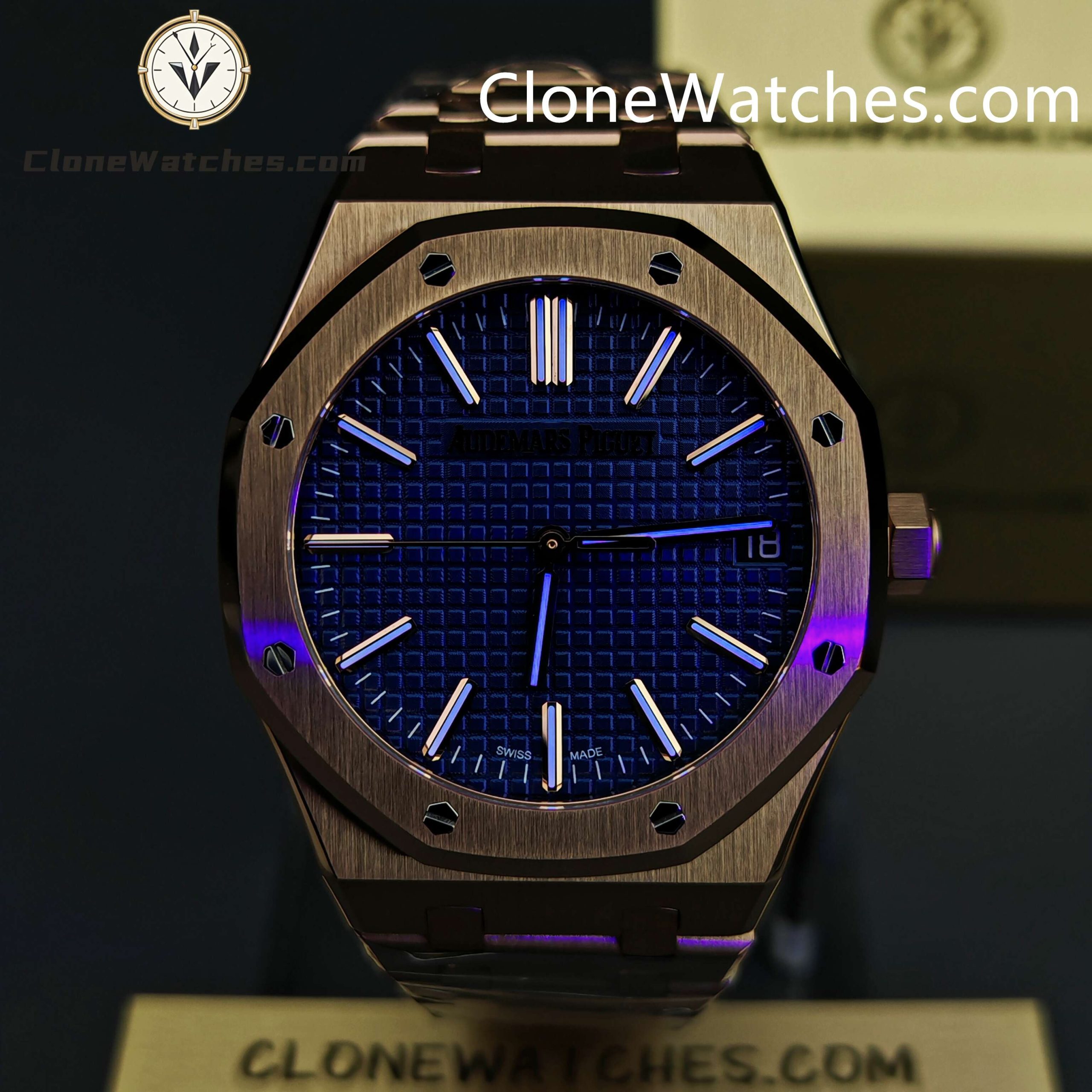 Audemars Piguet Super Clone Watches 1:1 Royal Oak 15510 Rose Gold Blue Dial 41MM