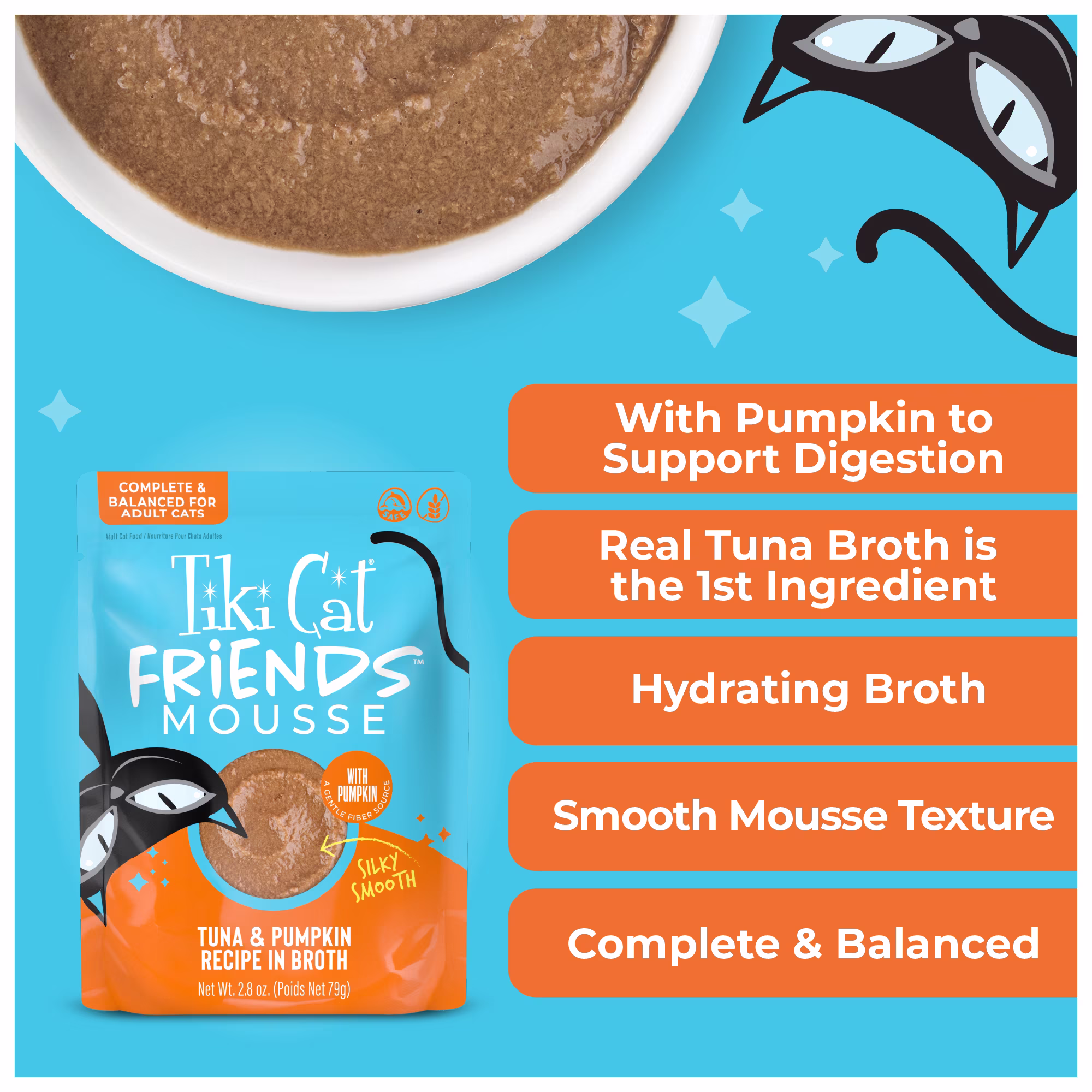 Tiki Cat Friends Mousse Tuna & Pumpkin, 2.8 oz. Pouch