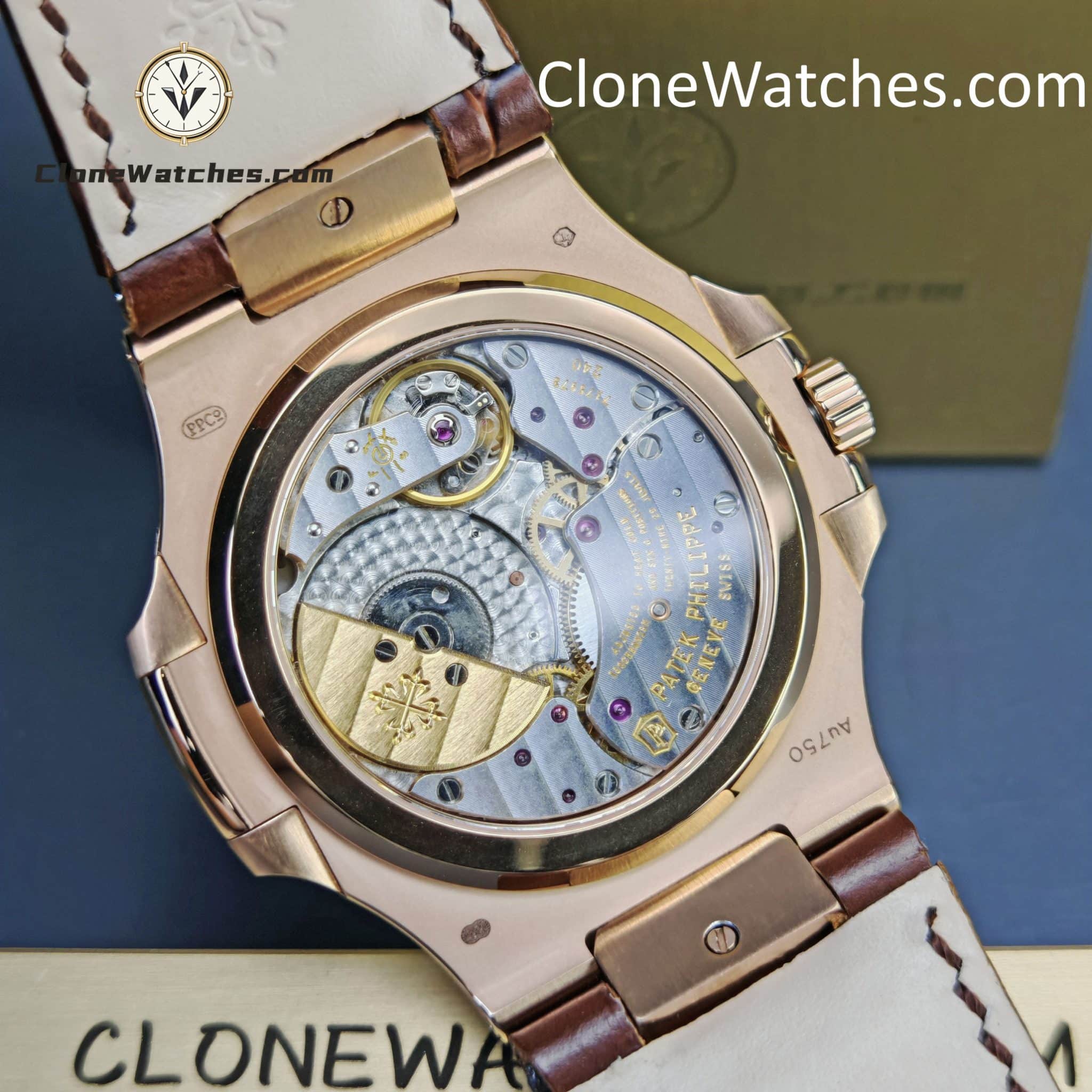 Patek Philippe Super Clone Watches 1:1 Nautilus 5712 Brown Dial Leather Strap