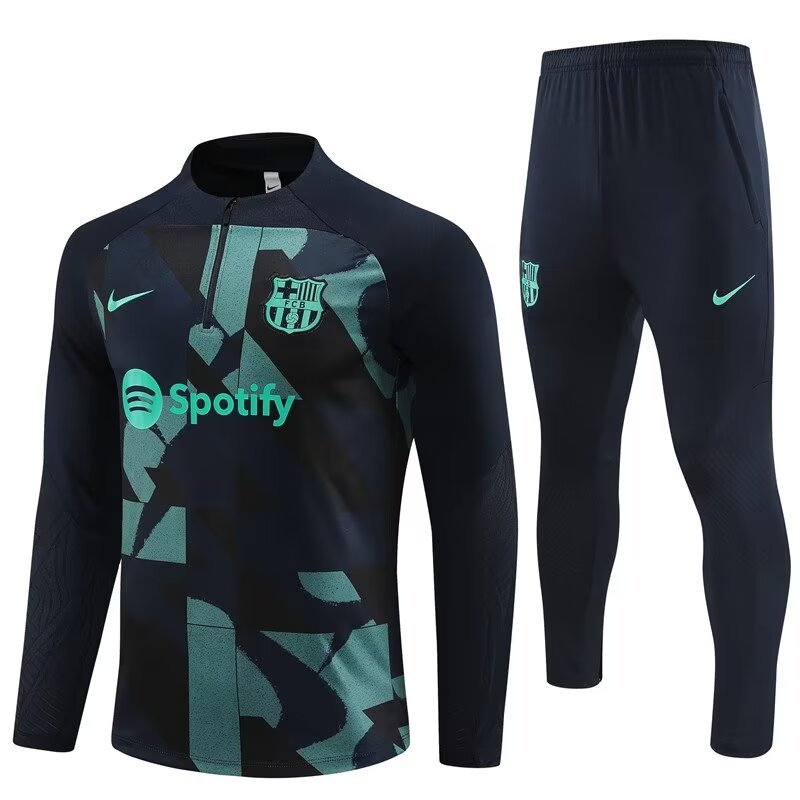 2023/2024 Barcelona Half Pull Training Colorful Dark Blue Suit