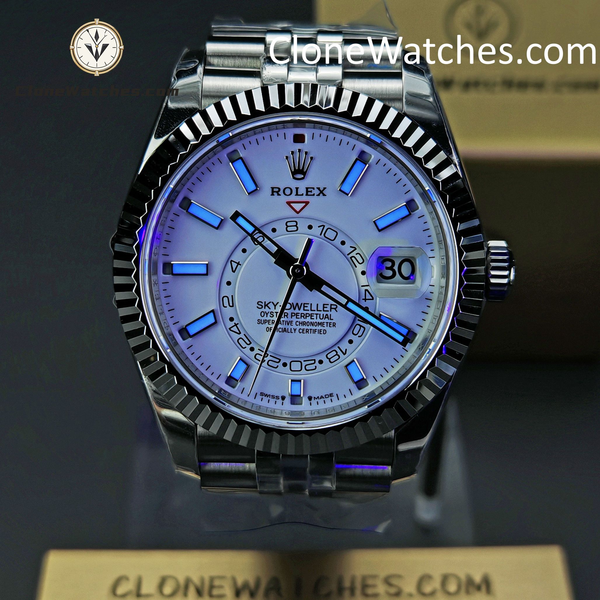 Rolex Super Clone Watches 1:1 Sky Dweller White Dial Jubilee M336934 9002 Movement