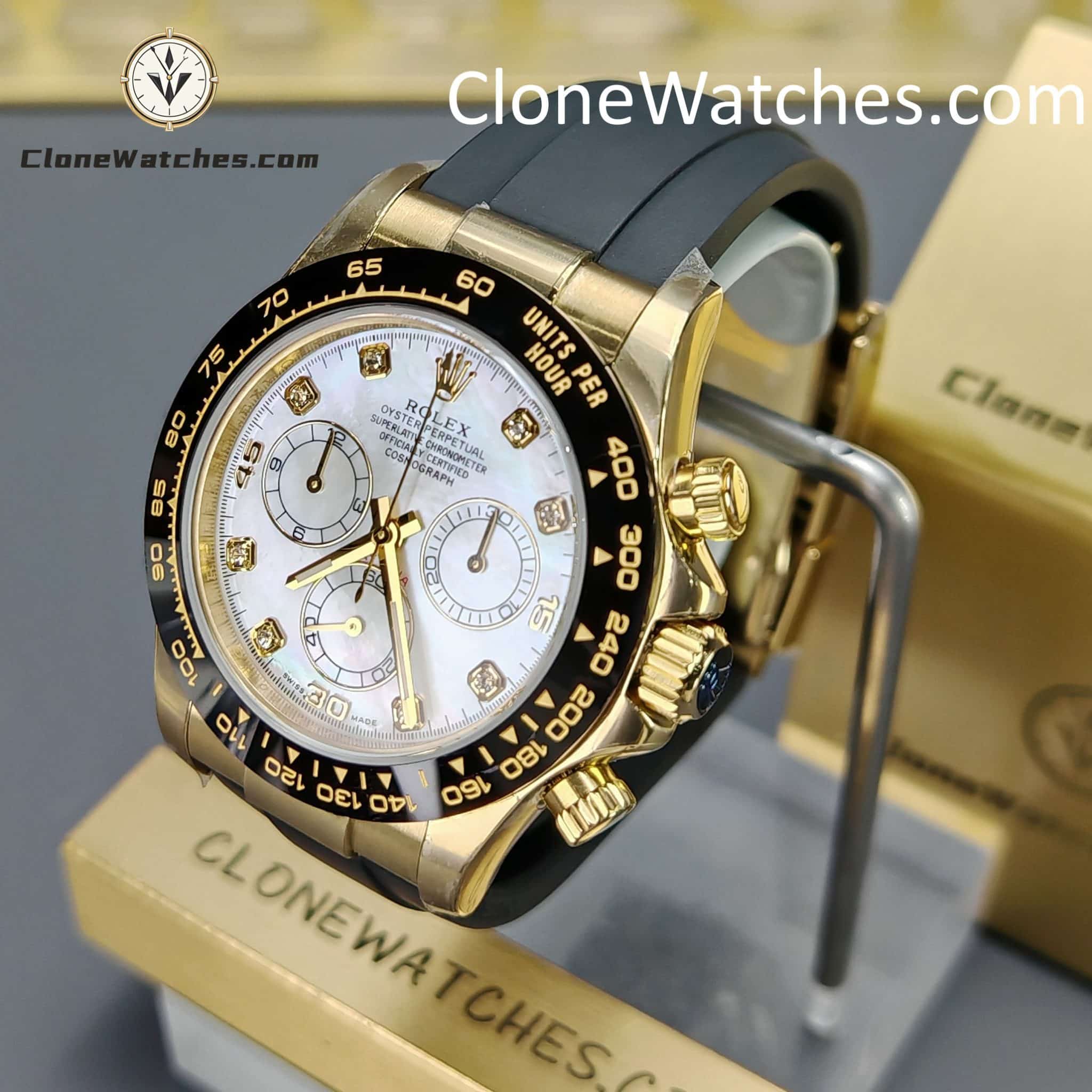 Rolex Super Clone Watches 1:1 Daytona 18K Gold White Dial m116518In-0045 4130 Movement