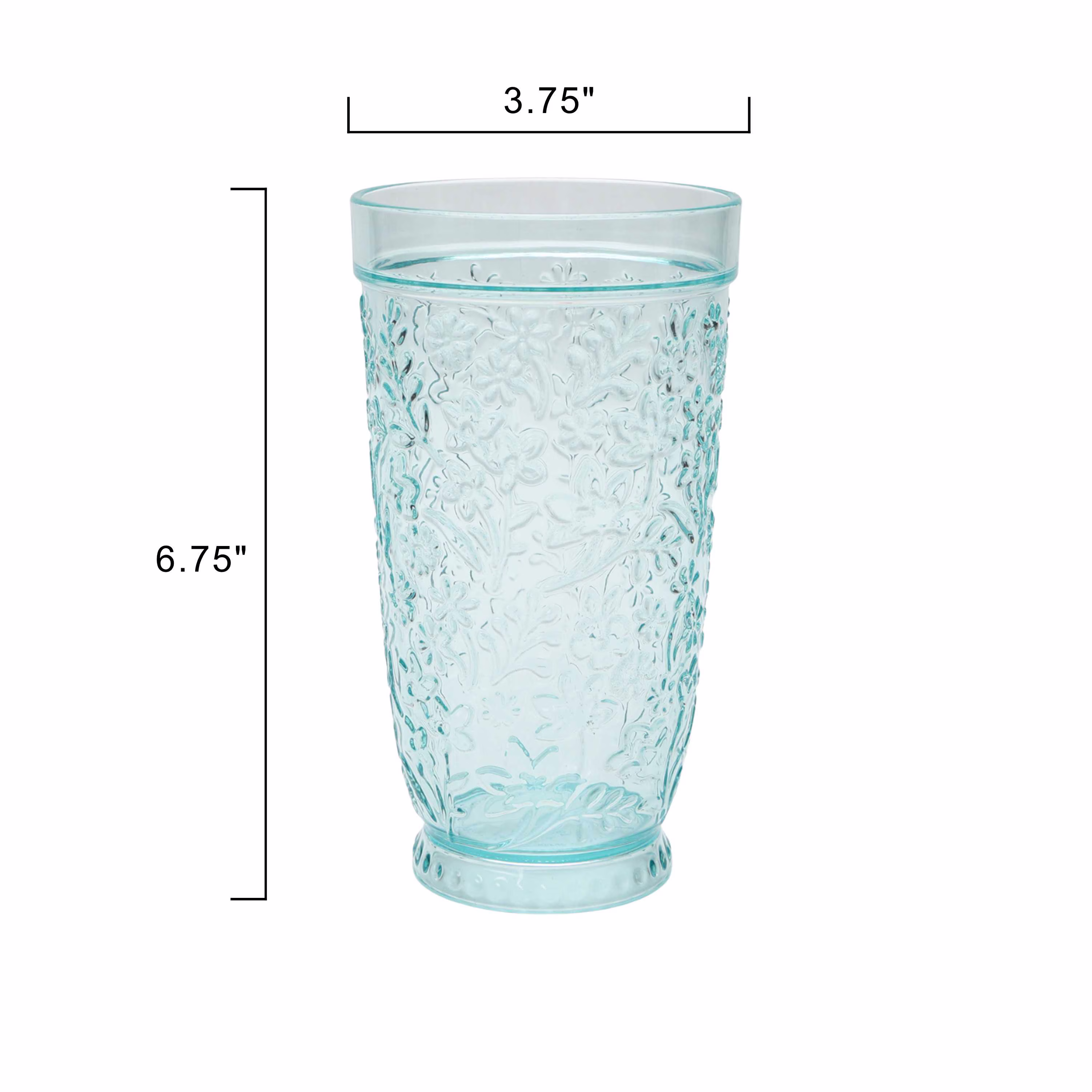 (2 pack) The Pioneer Woman 24-Ounce Tritan Embossed Ditsy Tall Tumbler, Teal