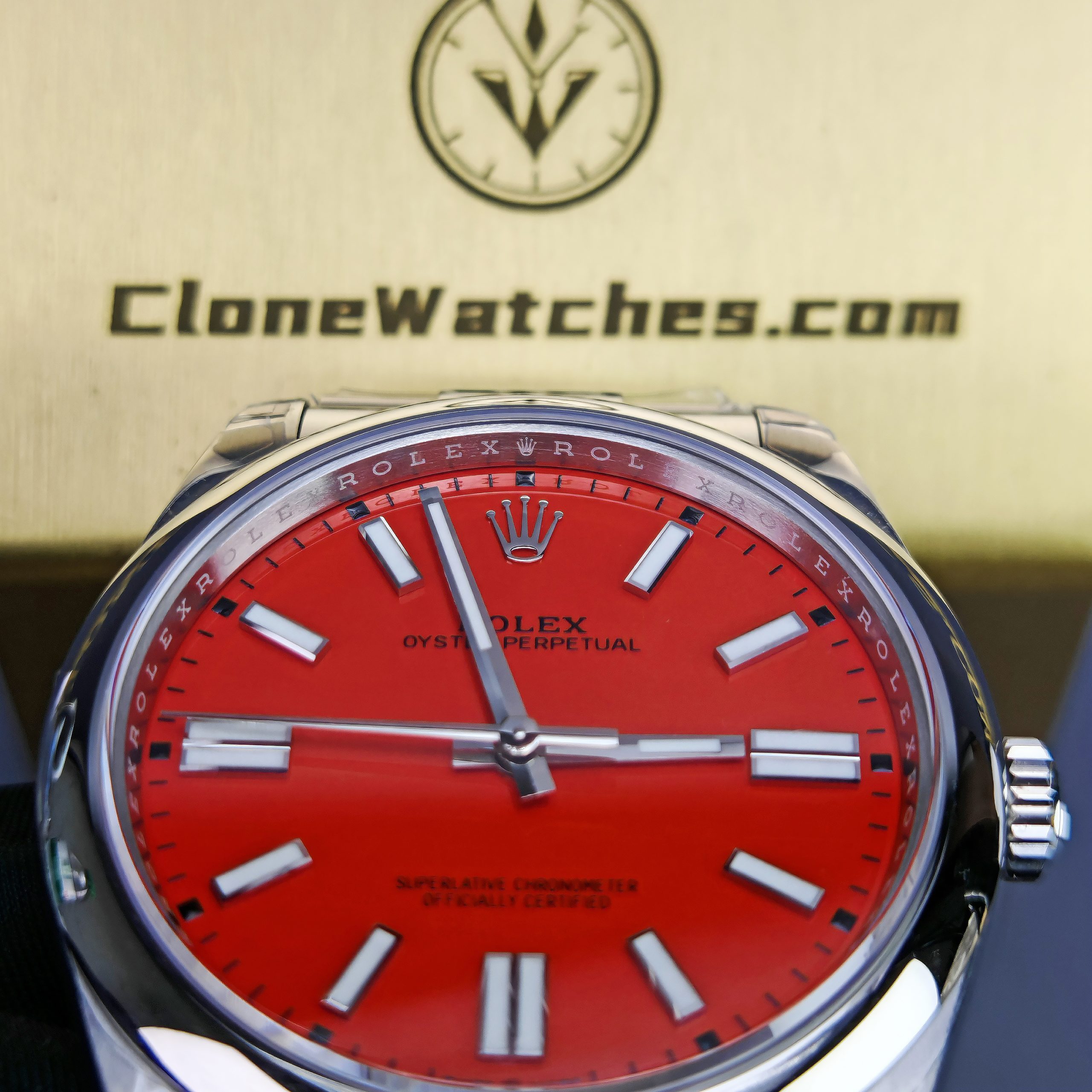 Rolex Super Clone Watches 1:1 Oyster Perpetual Red Dial 41mm M124300 3230 Movement