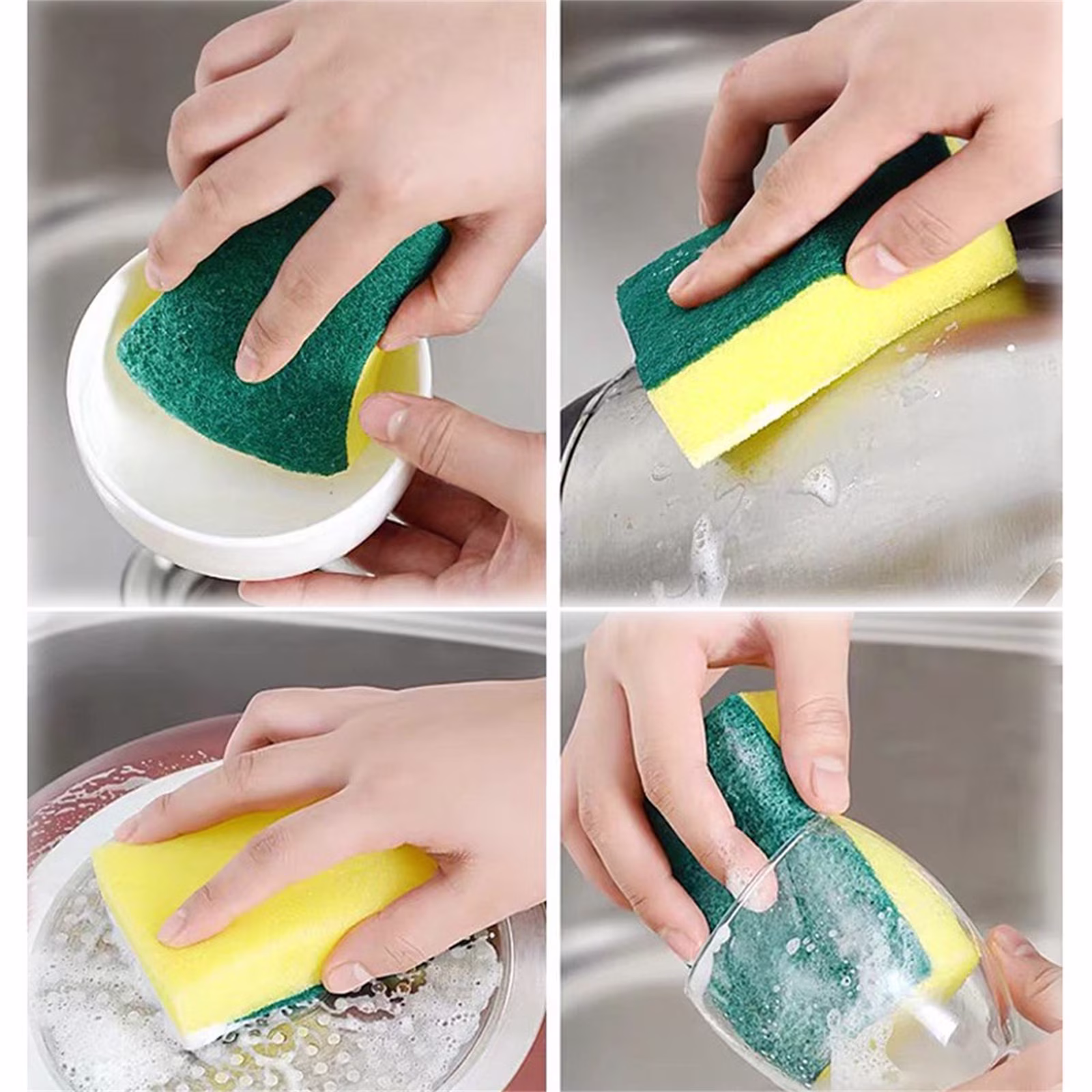 OAVQHLG3B 10 Pcs Dish Washing Sponge Kitchen Cleaning Scrub pad Pack Household Bathroom Use dust Car Wash Non Scratch Scouring Dishwasher Sink Dishwashing Soft Mesh Net Pot Scrubbers