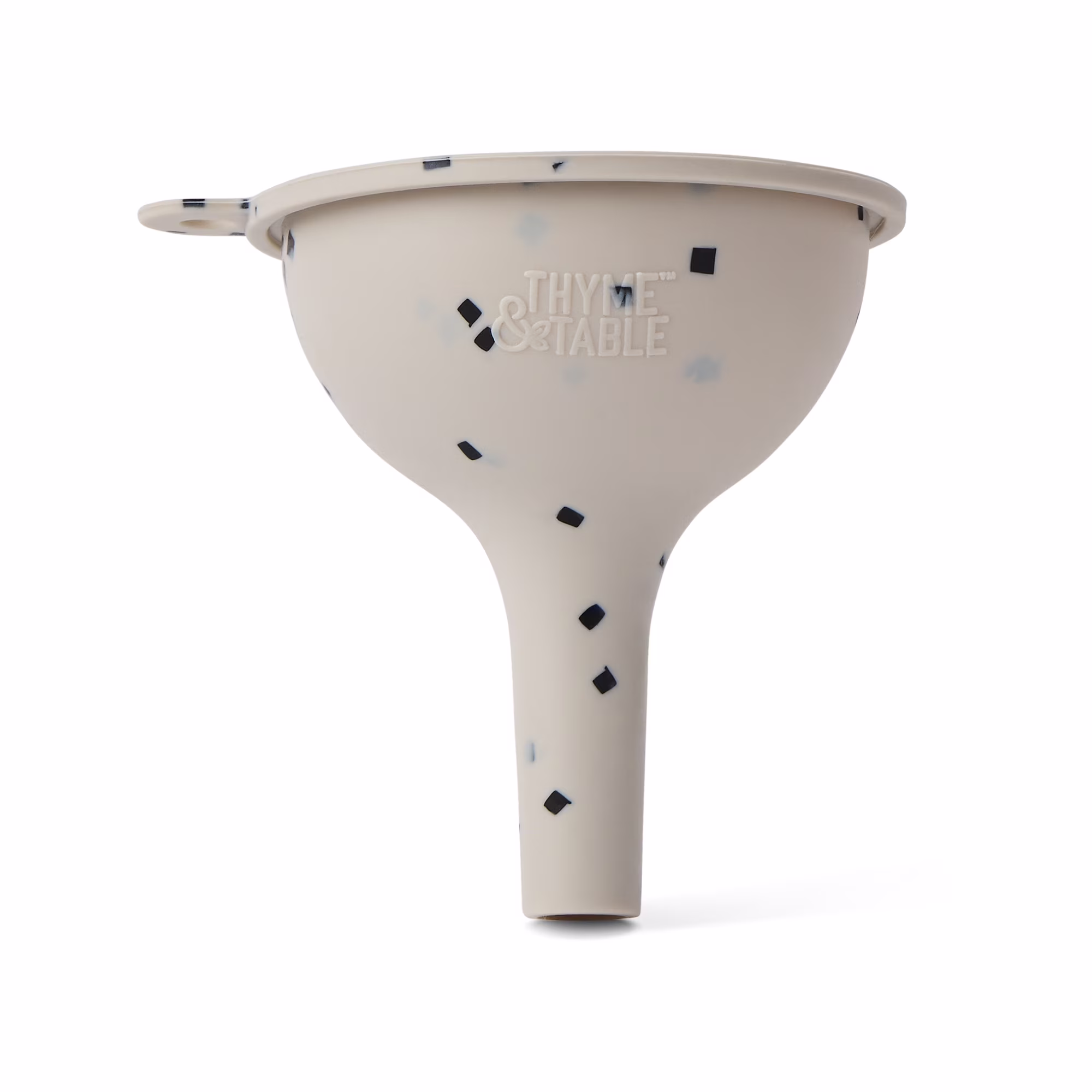 Thyme & Table Mini Silicone Funnel, Cream and Black Dots