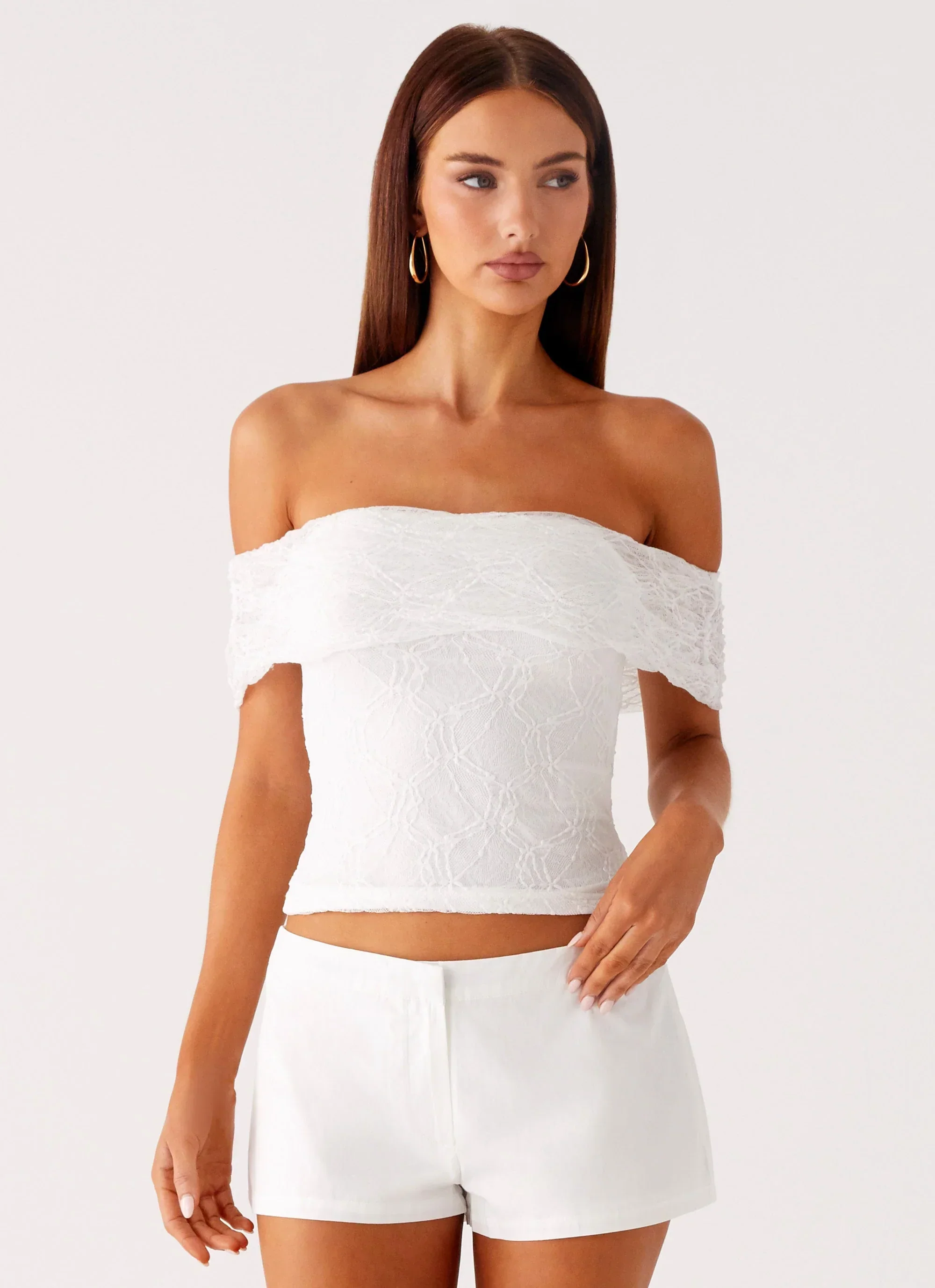 Tabby Off Shoulder Top - White