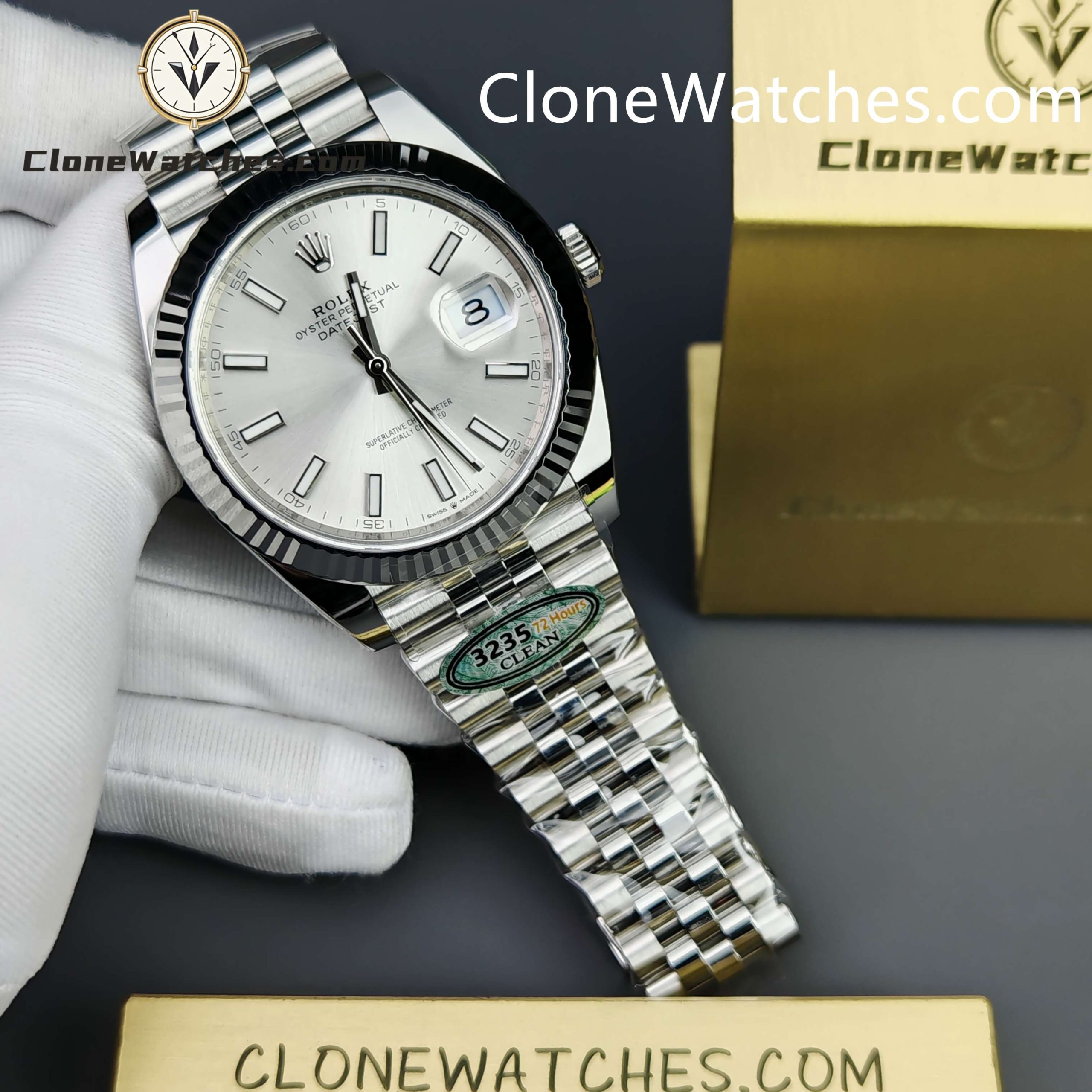Rolex Super Clone Watches 1:1 DateJust Silver Dial m126334-0004 Jubilee 41MM 3235 Movement