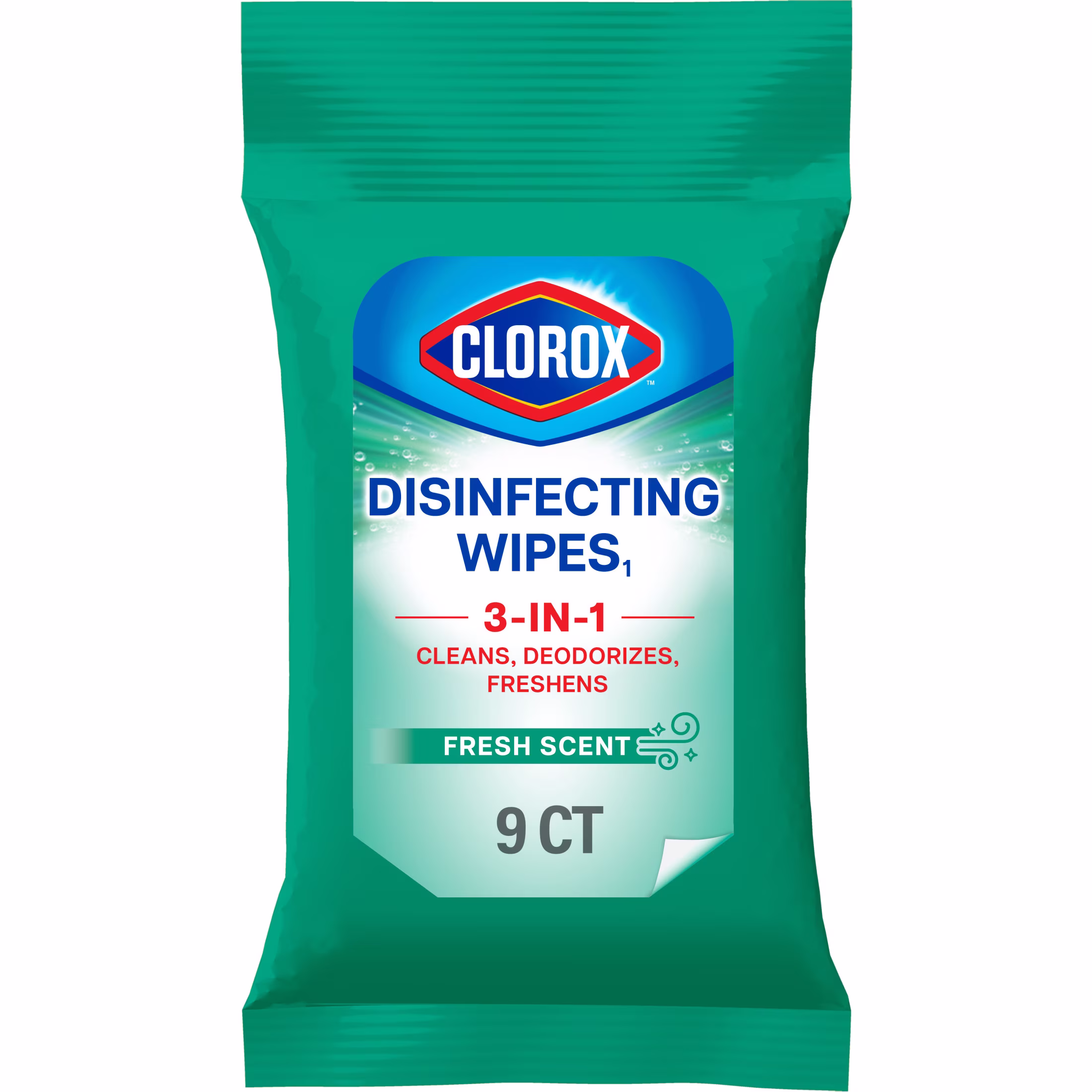 (3 pack) Clorox Disinfecting Cleaning Wipes To Go Pack, Bleach Free, Fresh Scent, 9 Count