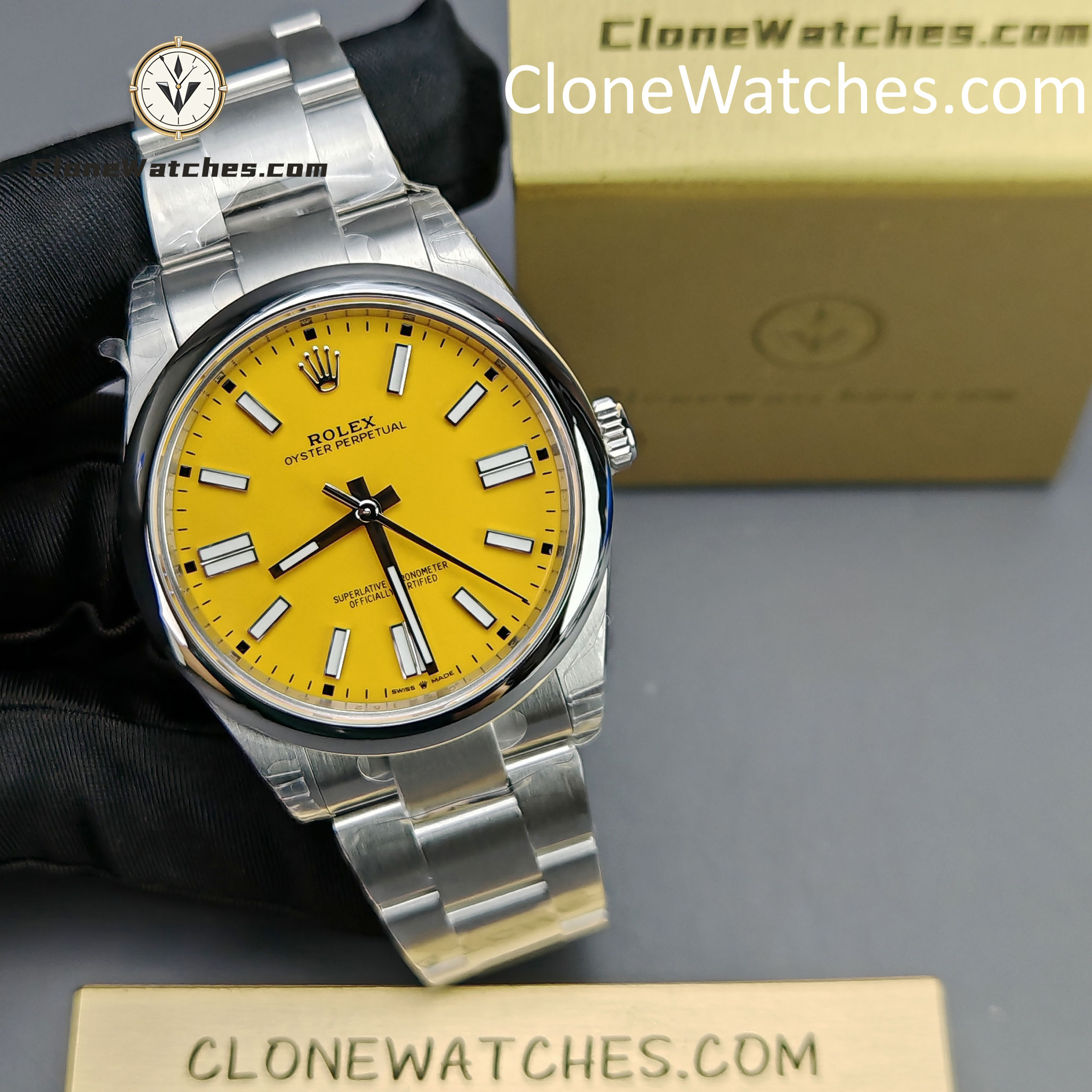 Rolex Super Clone Watches 1:1 Oyster Perpetual Yellow Dial 41mmm124300-0004 3230 Movement