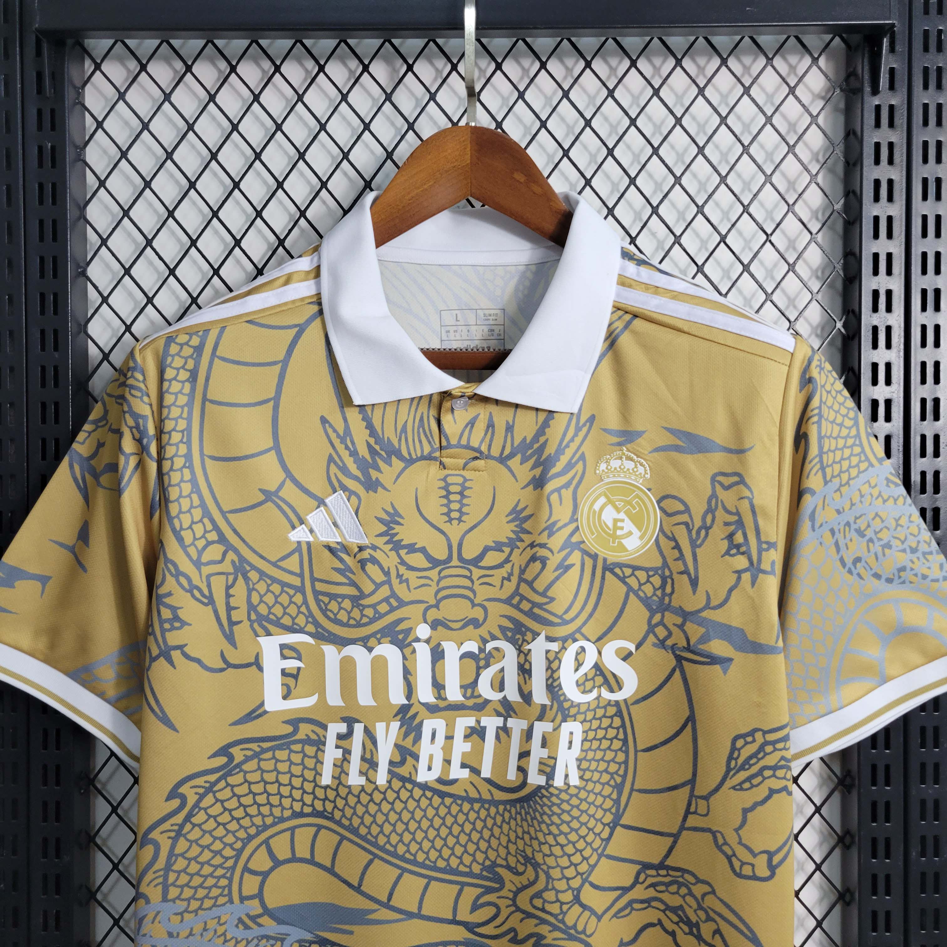 2023/2024 Real Madrid Chinese Gold Dragon Football Shirt-Fans