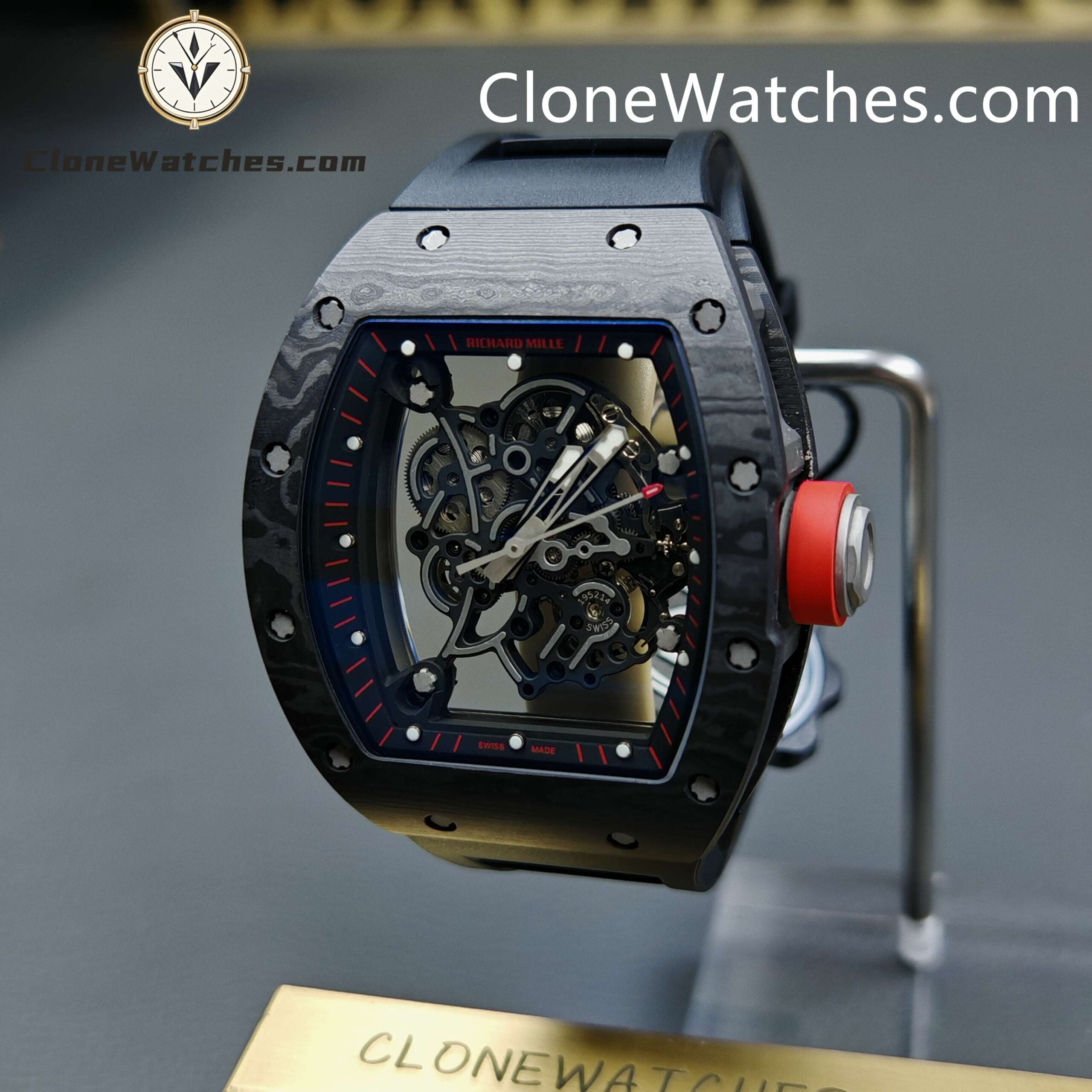 Richard Mille Super Clone Watches 1:1 RM 055 NTPT Tourbillon Black Strap