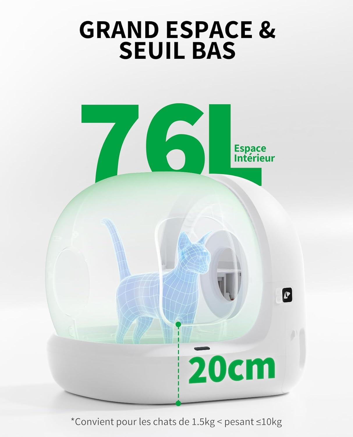 Litière chat autonettoyante 65 L xSecure contrôle appli multi chats