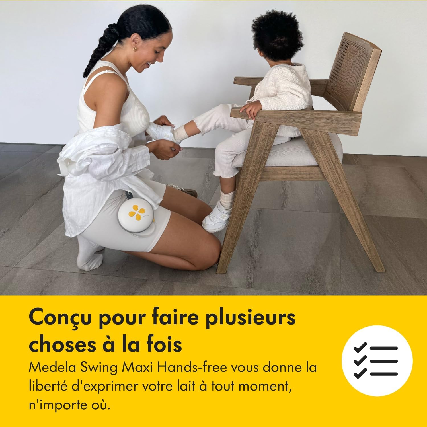 Tire lait électrique double mains libres compact avec application