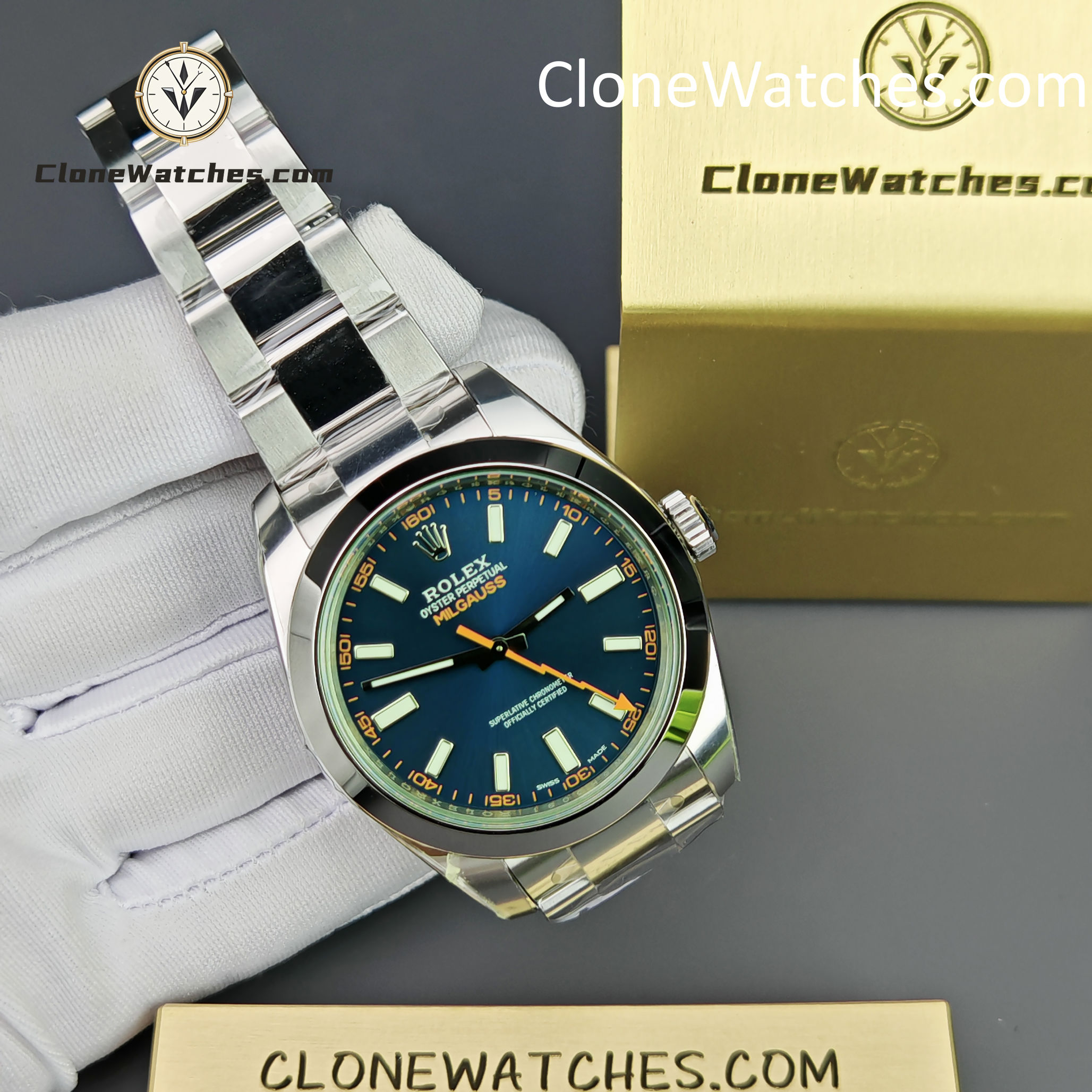 Rolex Super Clone Watches 1:1 Milgauss Blue Dial 3131 Movement