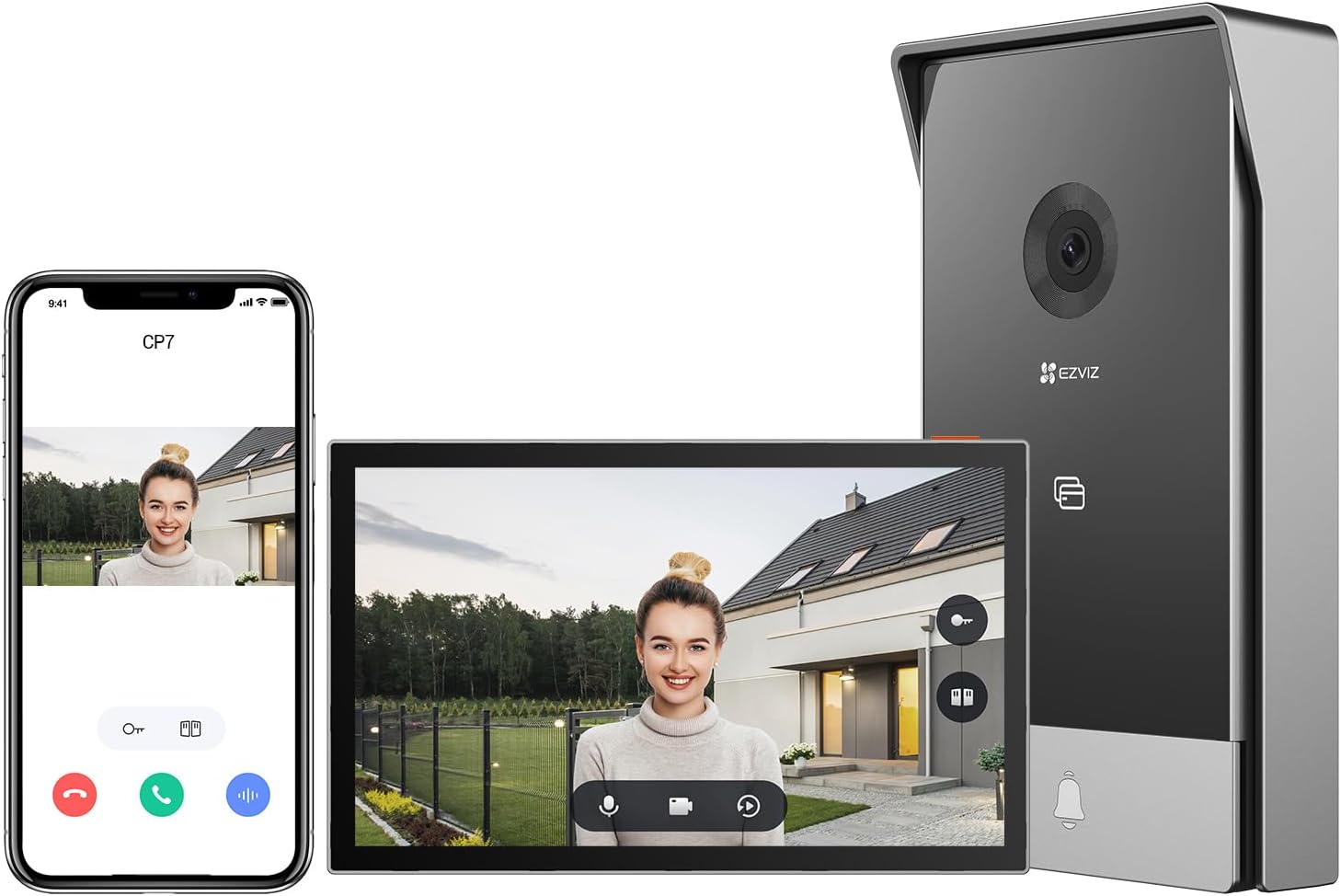 Talkie walkie vidéo 2K écran 7 pouces détection présence vision nocturne étanche WiFi