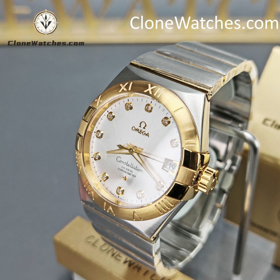 OMEGA Super Clone Watches 1:1 Constellation steel �� 18k gold on steel 123.20.35.20.52.002 35mm